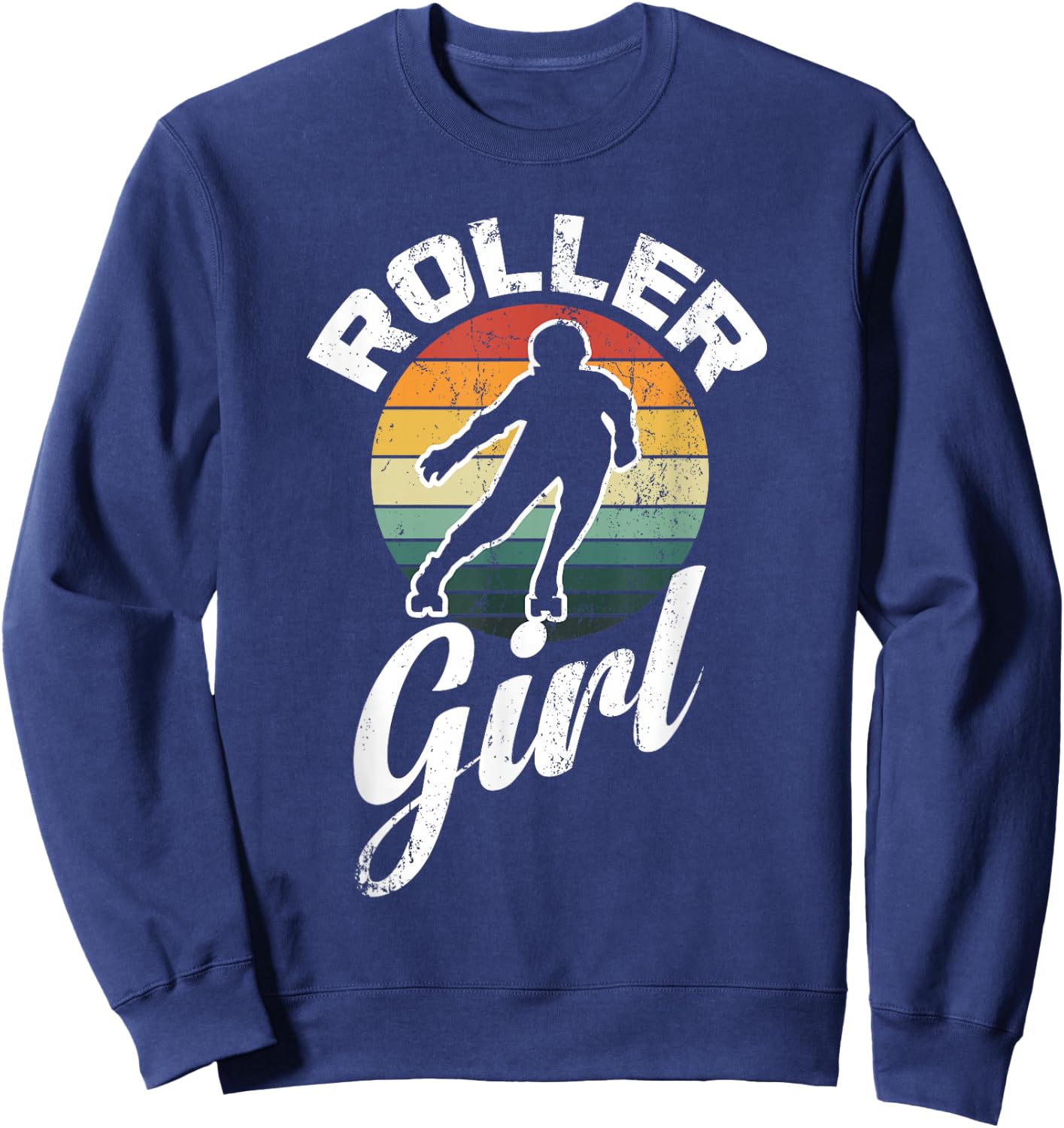 Funny Roller Girl Skating Derby 70's 80's Retro Skater Gifts Sweatshirt - Sweatshirt | Navy