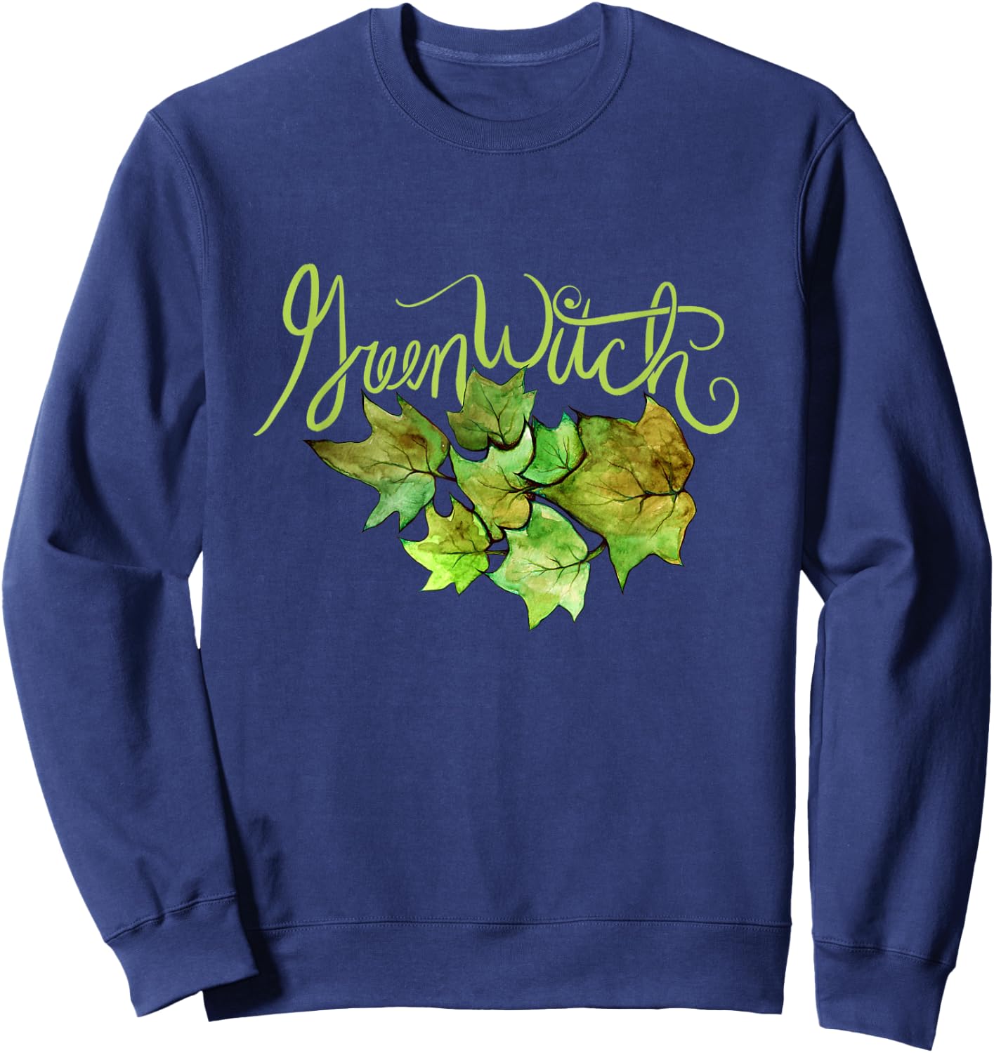 Green Witch Ivy Leaves Design Natures Sweatshirt - Sweatshirt | Navy