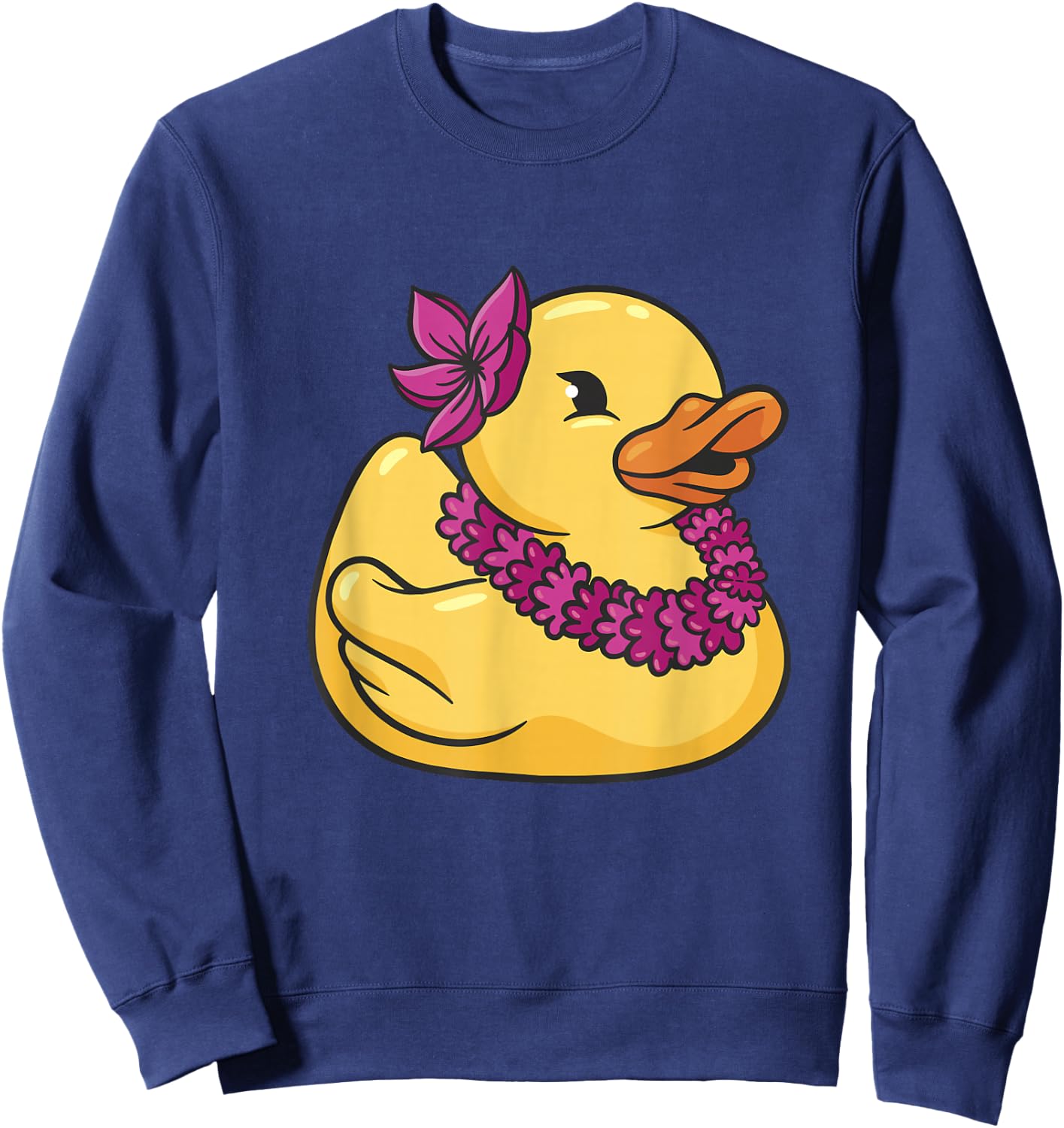 Hawaiian Rubber Ducky Graphic Sweatshirt - Sweatshirt | Navy