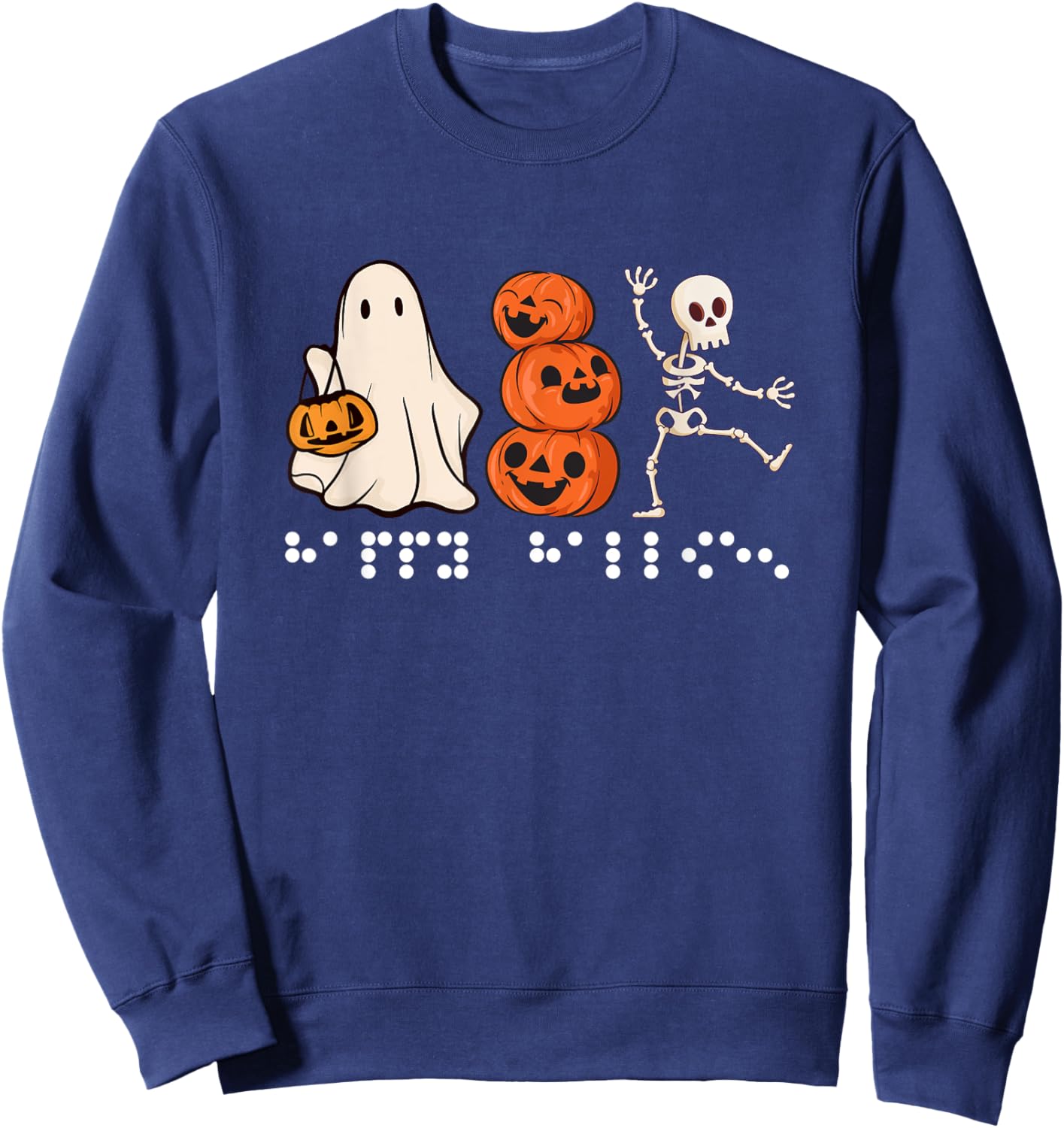 Simulated Braille Halloween Items Women Kids Ghost Sweatshirt - Sweatshirt | Navy