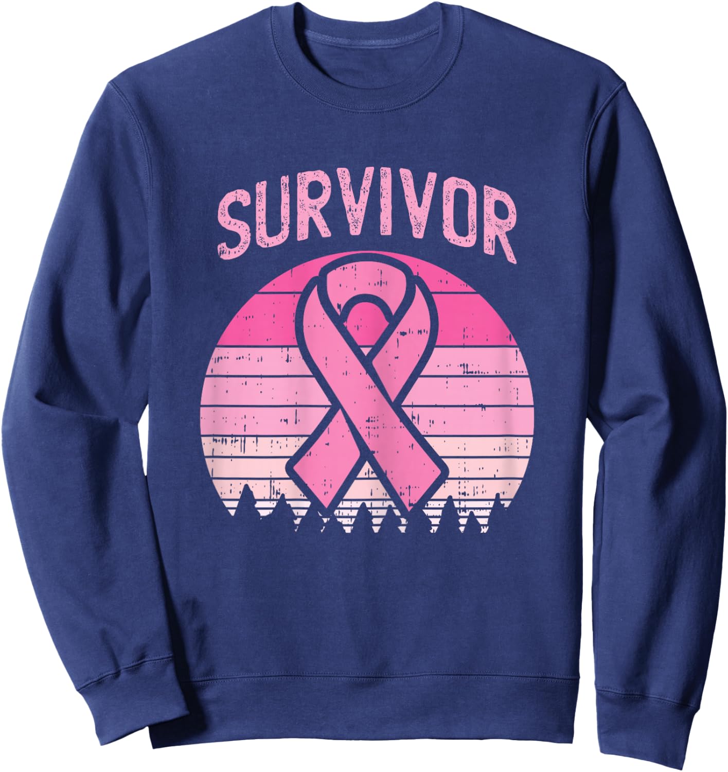 Survivor Retro Breast Cancer Pink Ribbon Awareness Women Sweatshirt - Sweatshirt | Navy
