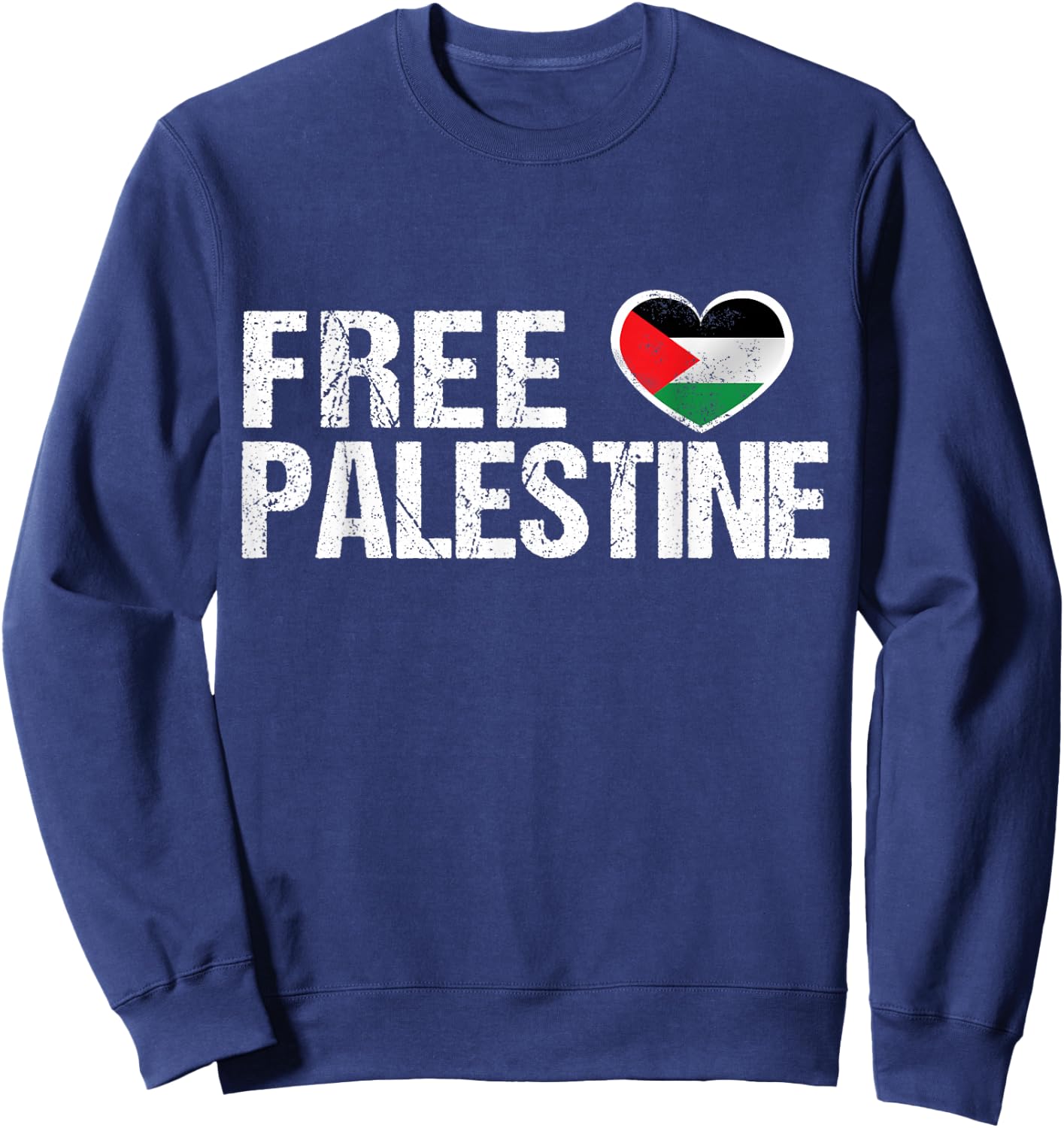 Palestine Flag Heart Free Palestine Sweatshirt - Sweatshirt | Navy