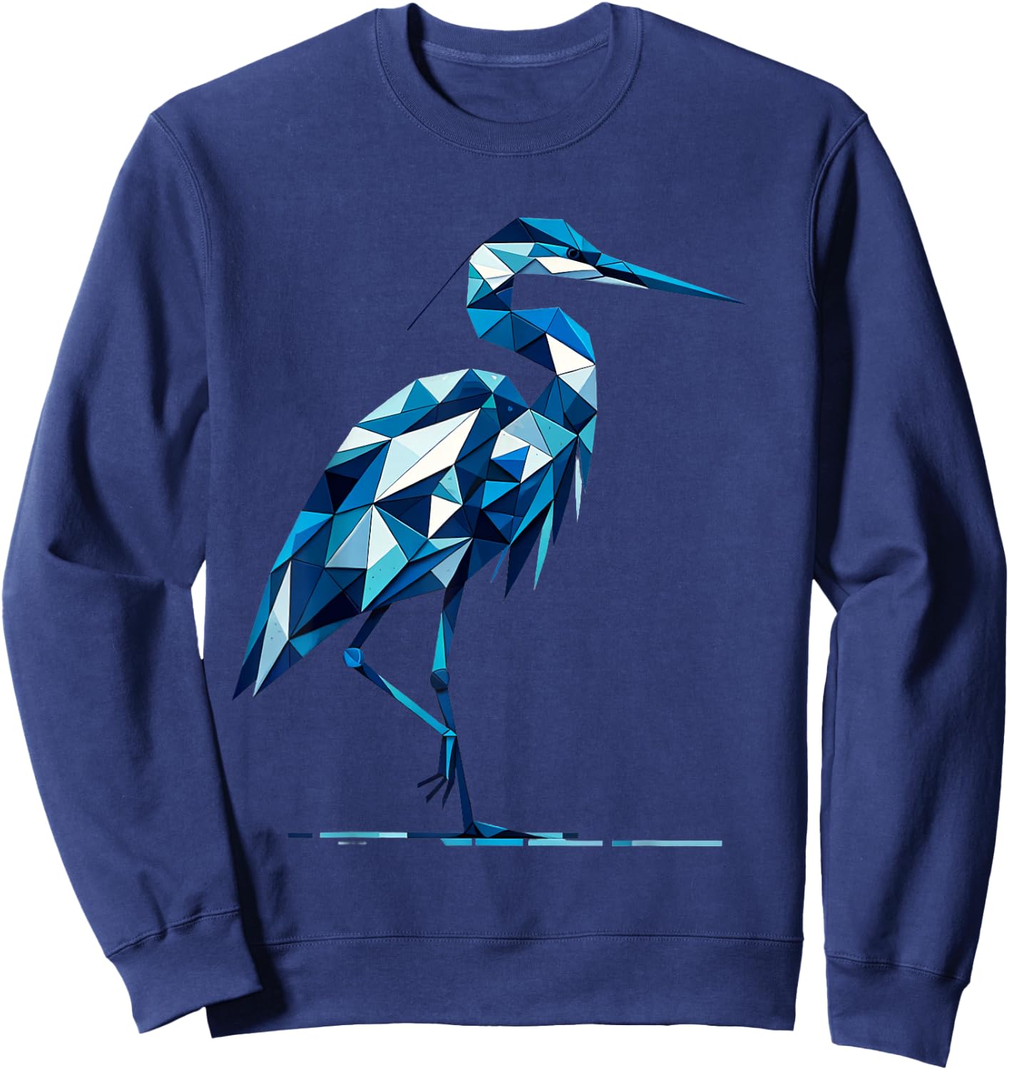 A Geometric Great Blue Heron - Unique Bird Art Design Sweatshirt - Sweatshirt | Navy