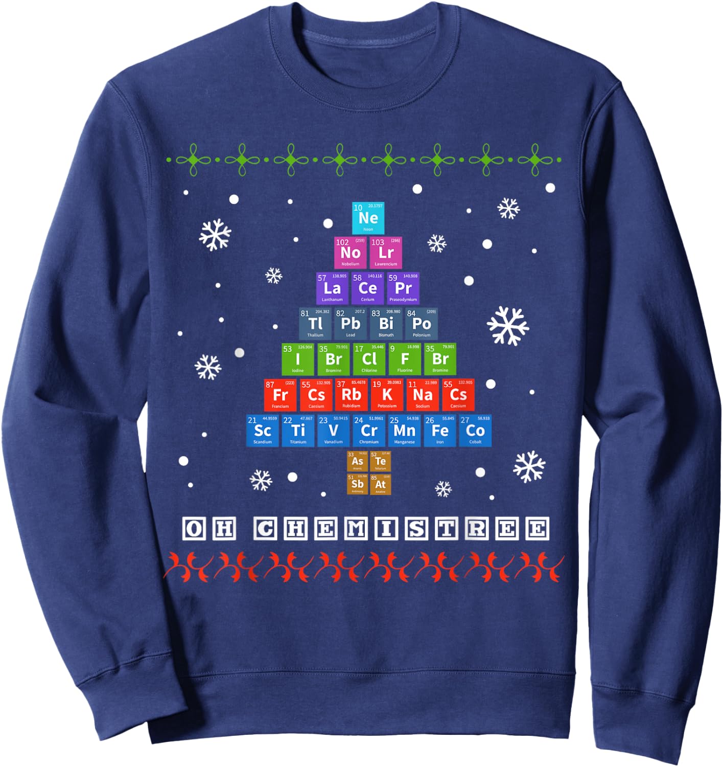 Oh Chemistree Periodic Table Shirt Science Christmas Costume Sweatshirt - Sweatshirt | Navy
