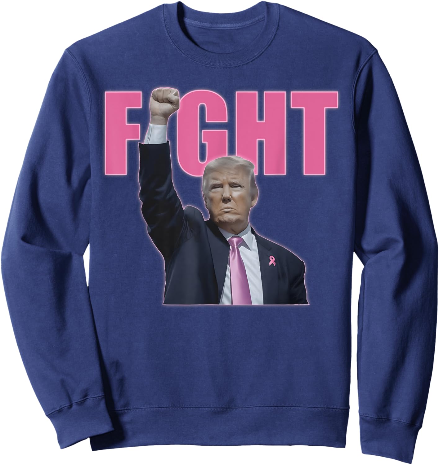 Fight Breast Survivor Trump Breast Cancer Awareness Sweatshirt - Sweatshirt | Navy