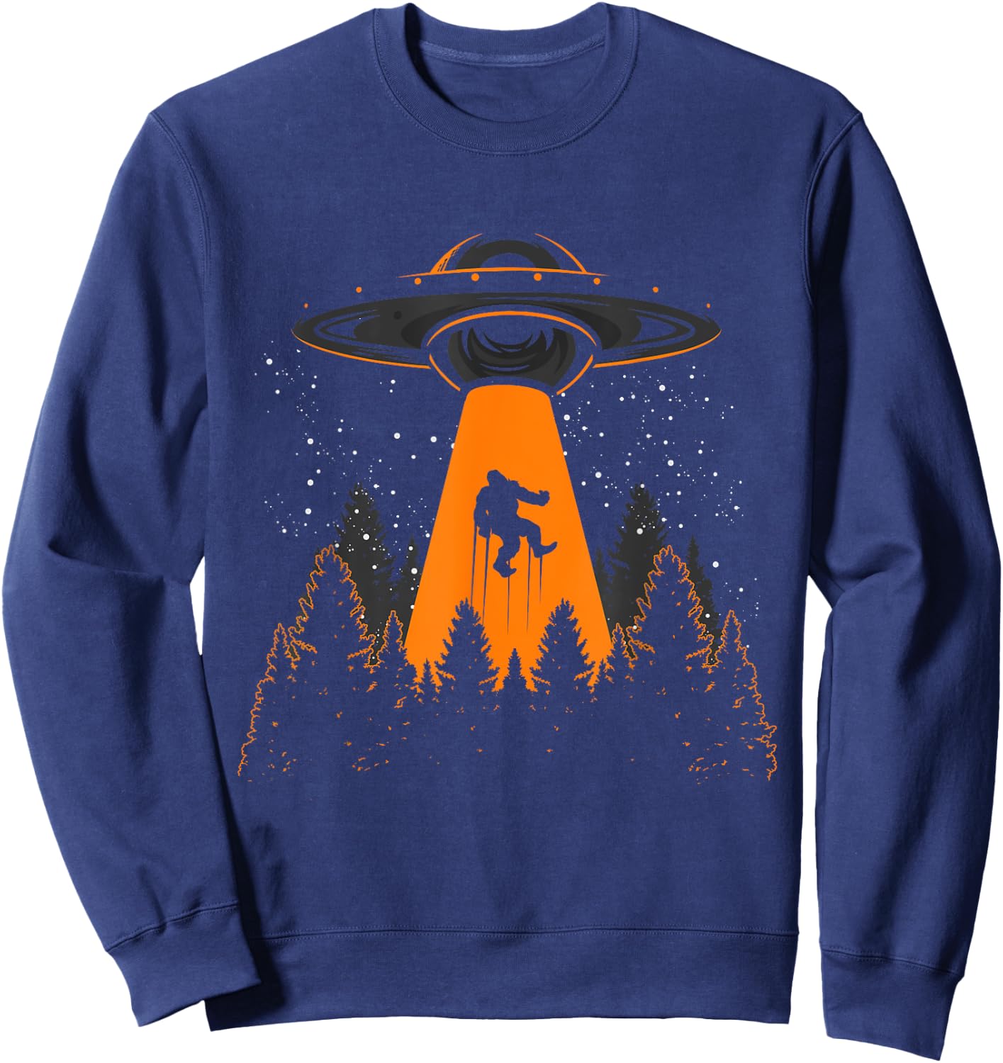 Funny Yeti Sasquatch Alien Bigfoot UFO Abduction Bigfoot Sweatshirt - Sweatshirt | Navy