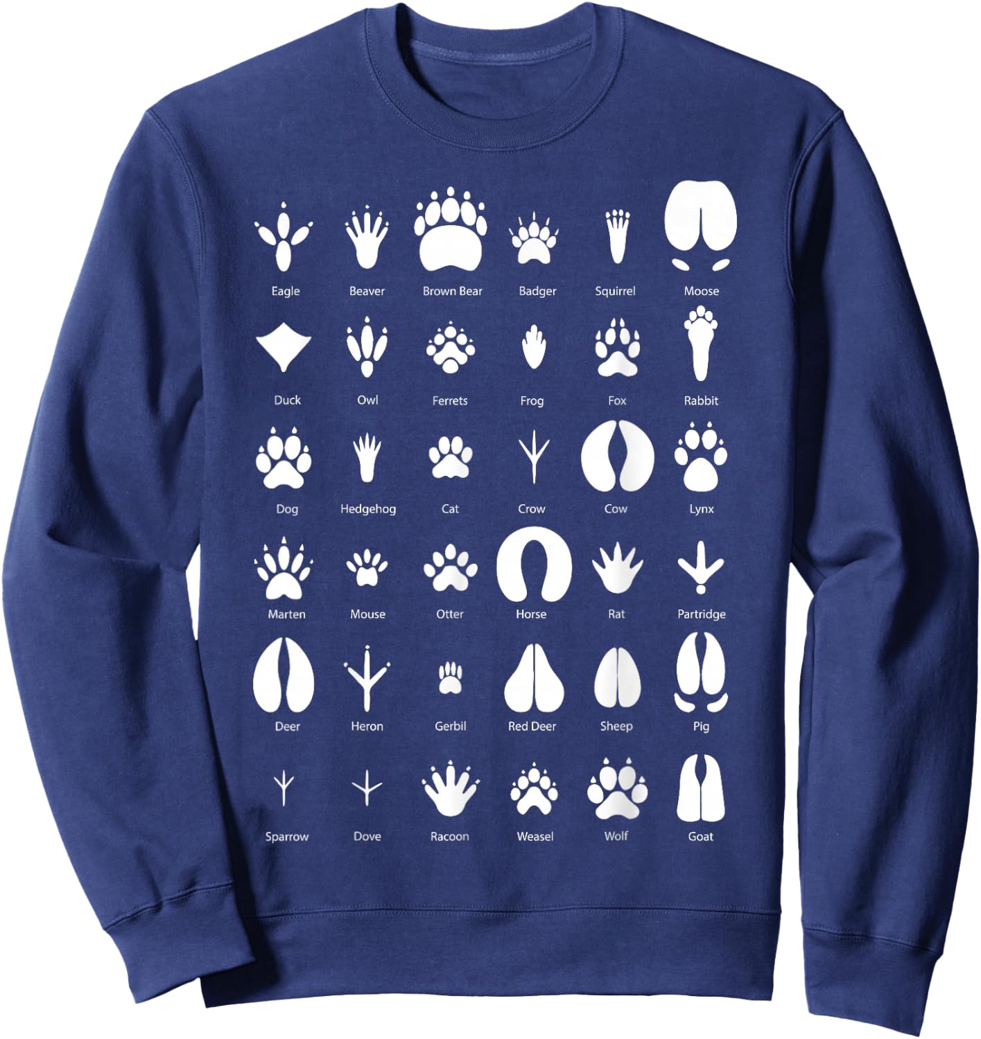 Animals of the Forest Footprint Collection Gift Sweatshirt - Sweatshirt | Navy
