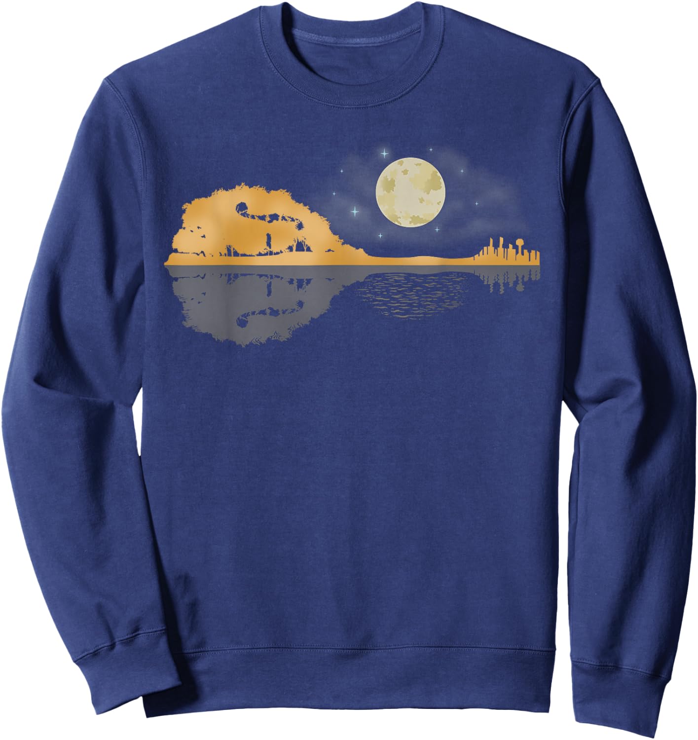 Mandolin Shirt Men Country Music Moon Bluegrass Sweatshirt - Sweatshirt | Navy