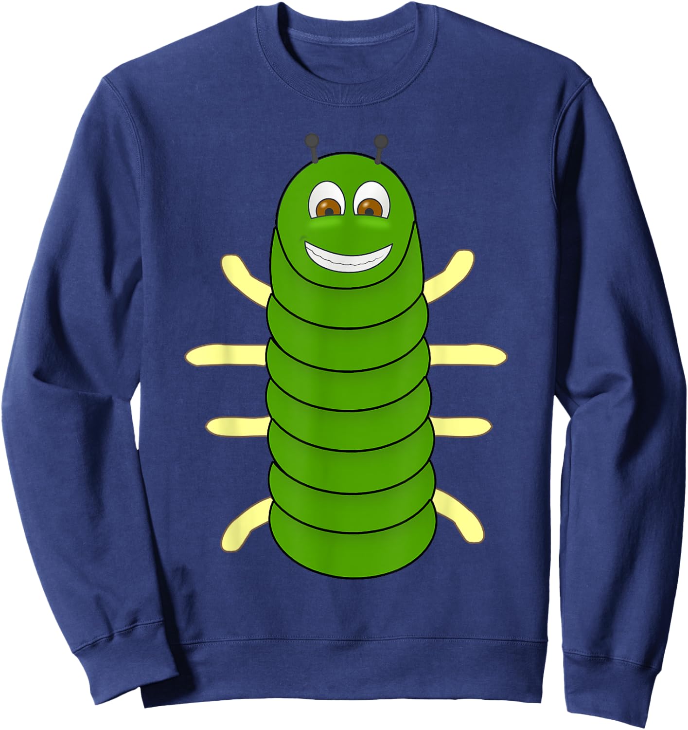 Green Caterpillar Character Cute Animal Halloween Costume Sweatshirt - Sweatshirt | Navy