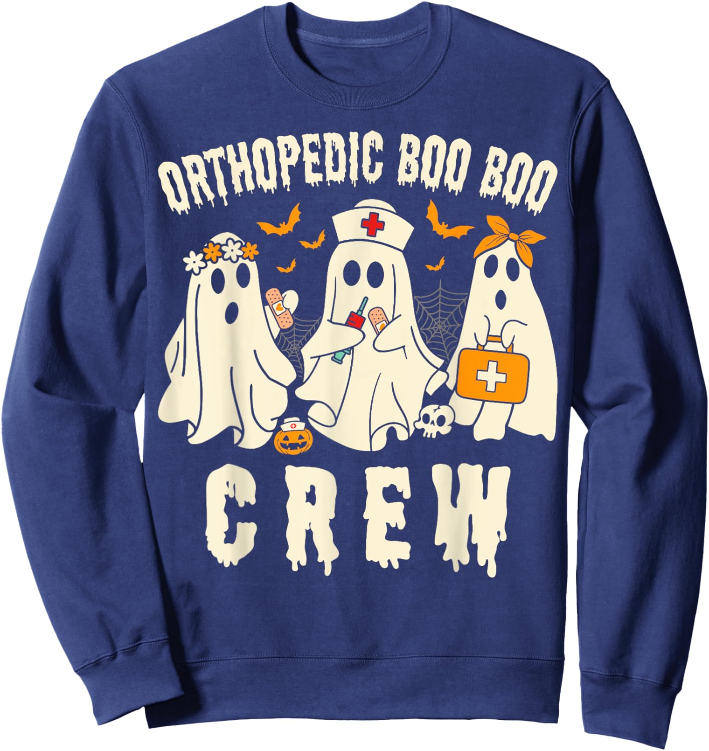 Orthopedic Boo Crew Ortho Nursing Halloween Ghost Costume Sweatshirt - Sweatshirt | Navy