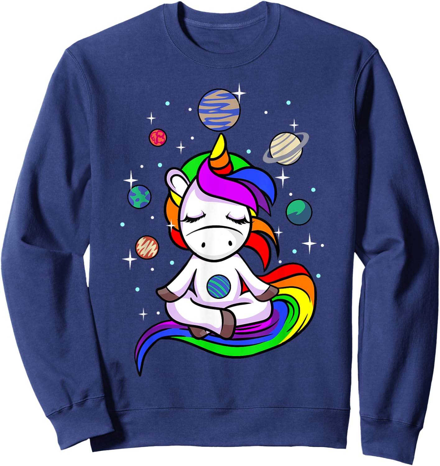Meditating Unicorn | Buddhist Yoga Meditation Galaxy Space Sweatshirt - Sweatshirt | Navy