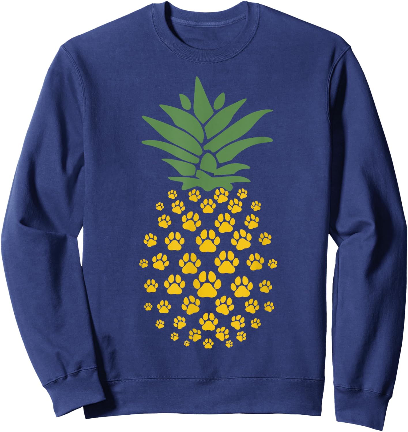 Hawaiian Island Pineapple Dog Paw Print, Dog Lovers Gift Sweatshirt - Sweatshirt | Navy