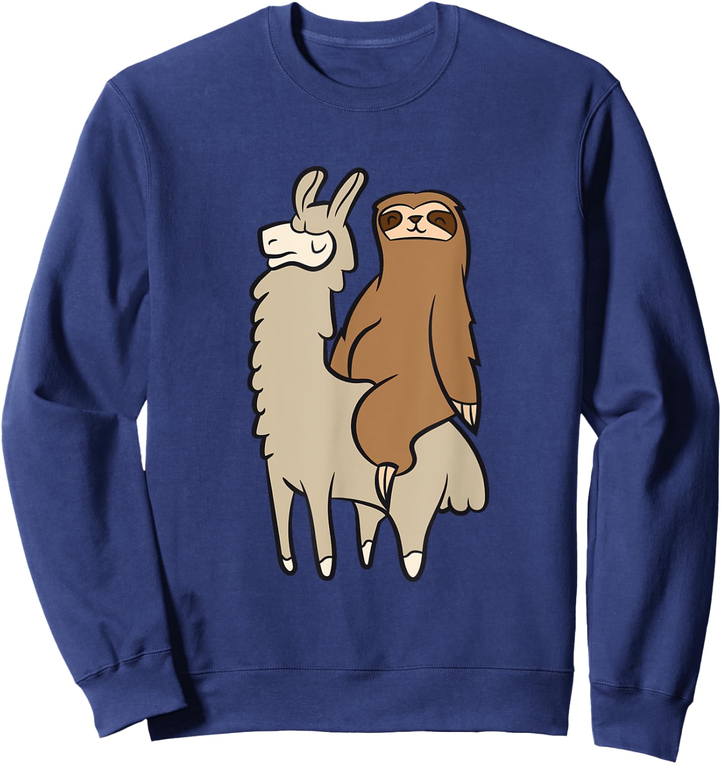 Cute Sloth Riding On Llama Love Llama and Sloths Sweatshirt - Sweatshirt | Navy