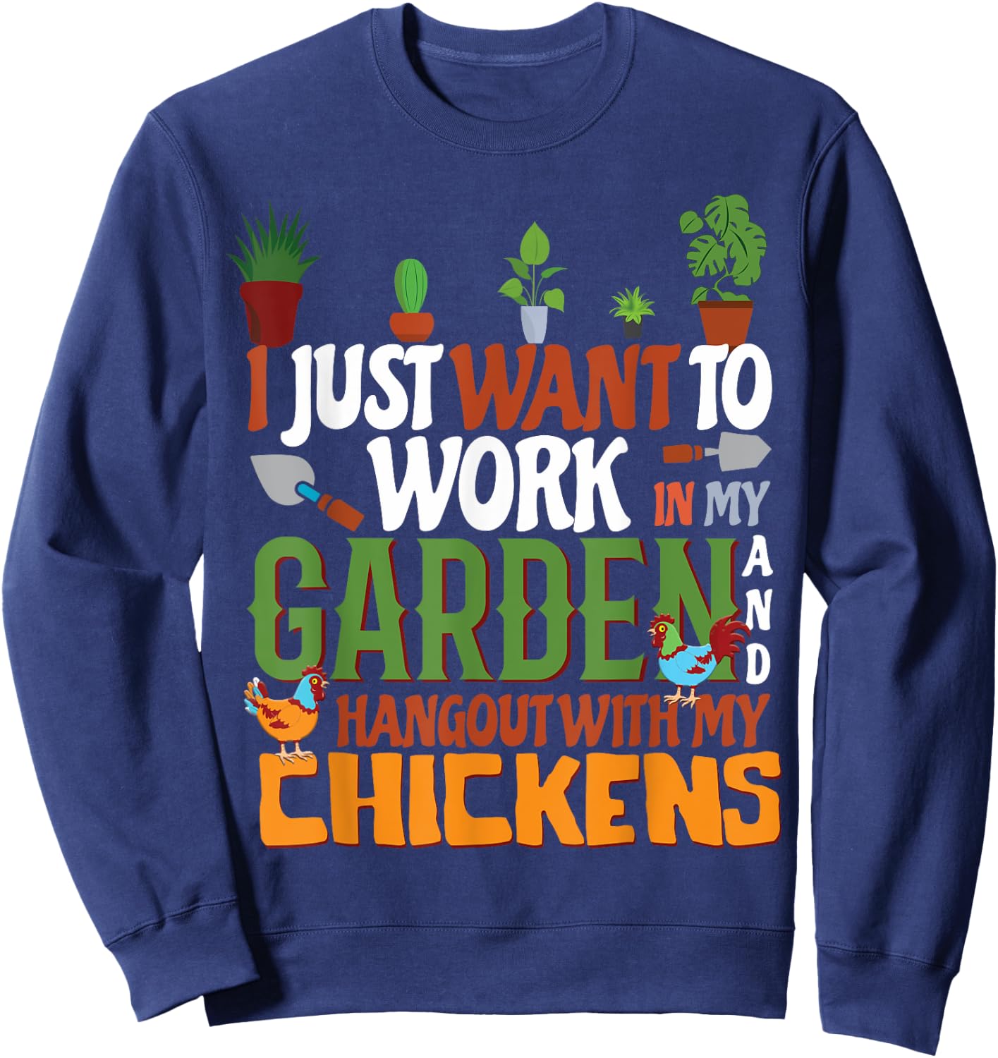 Garden And Chickens Sweatshirt - Sweatshirt | Navy