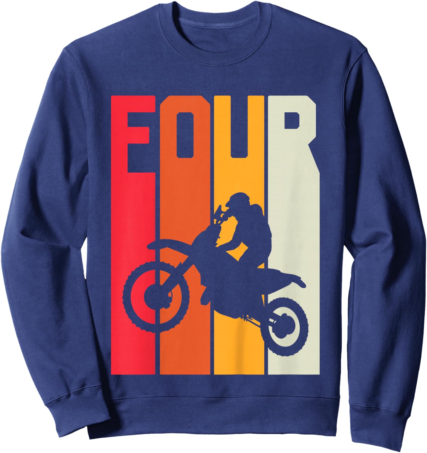 4th Birthday Retro Motocross 4 Years Boys Girl Dirt Bike Sweatshirt - Sweatshirt | Navy