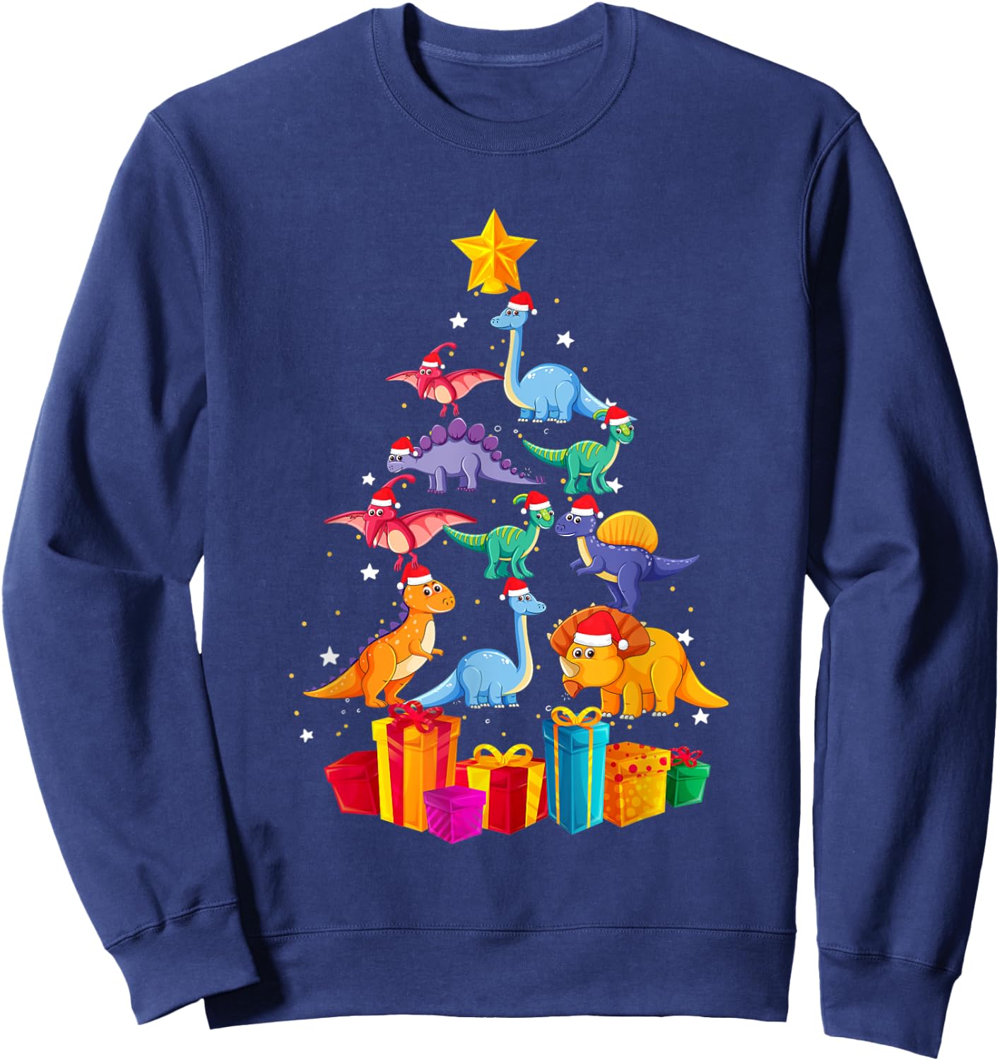 Tree Rex Funny Dinosaur Christmas Kids Adults Gift Sweatshirt - Sweatshirt | Navy