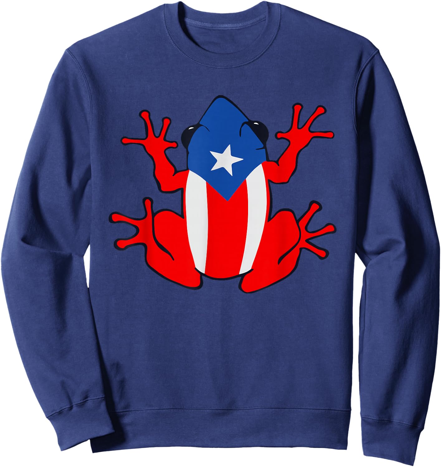 Patriotic Puerto Rico Flag Frog Puero Rican Culture Roots Sweatshirt - Sweatshirt | Navy