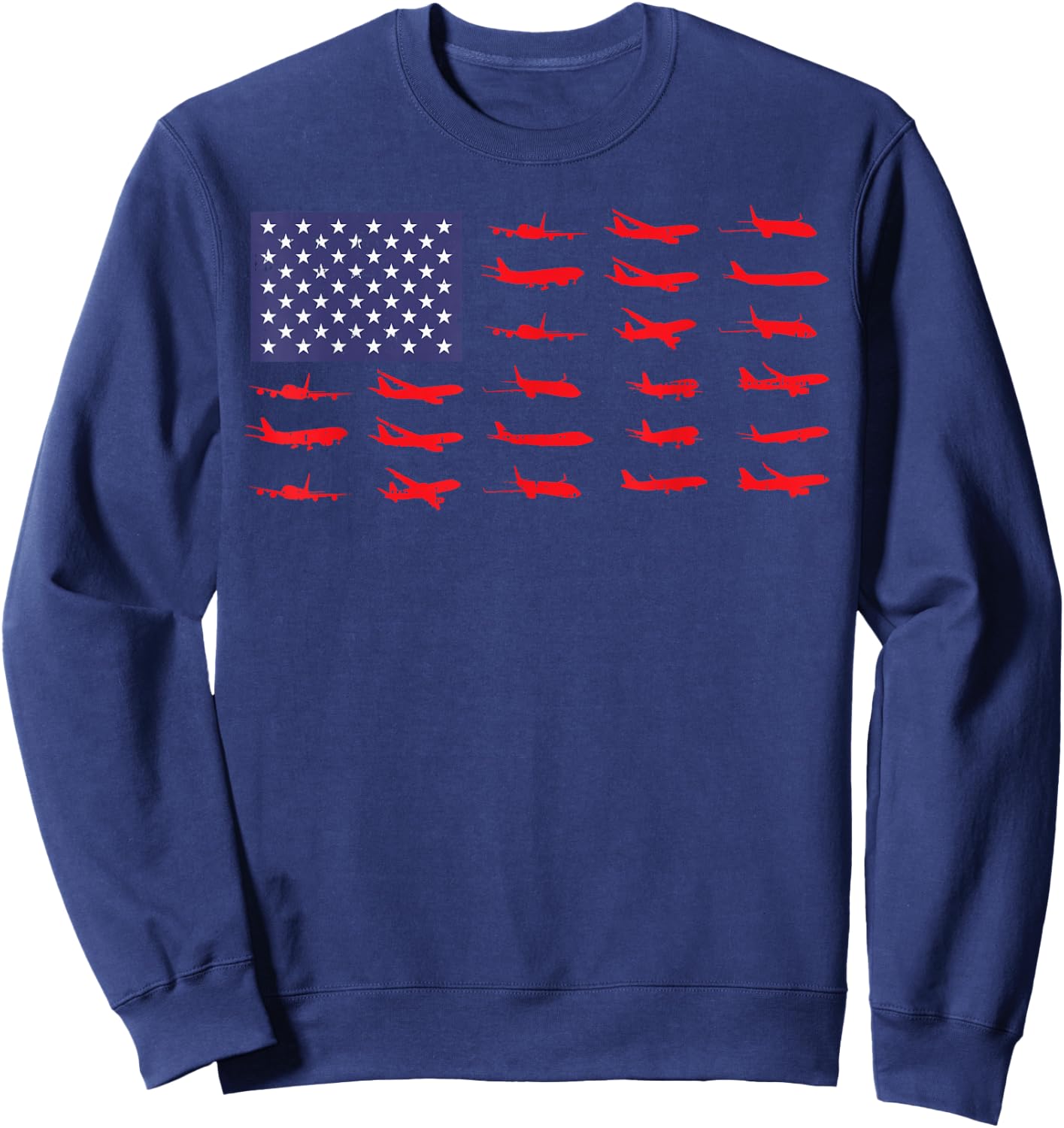 US Flag Airplanes Patriotic Aviation American Pilot Gift Sweatshirt - Sweatshirt | Navy