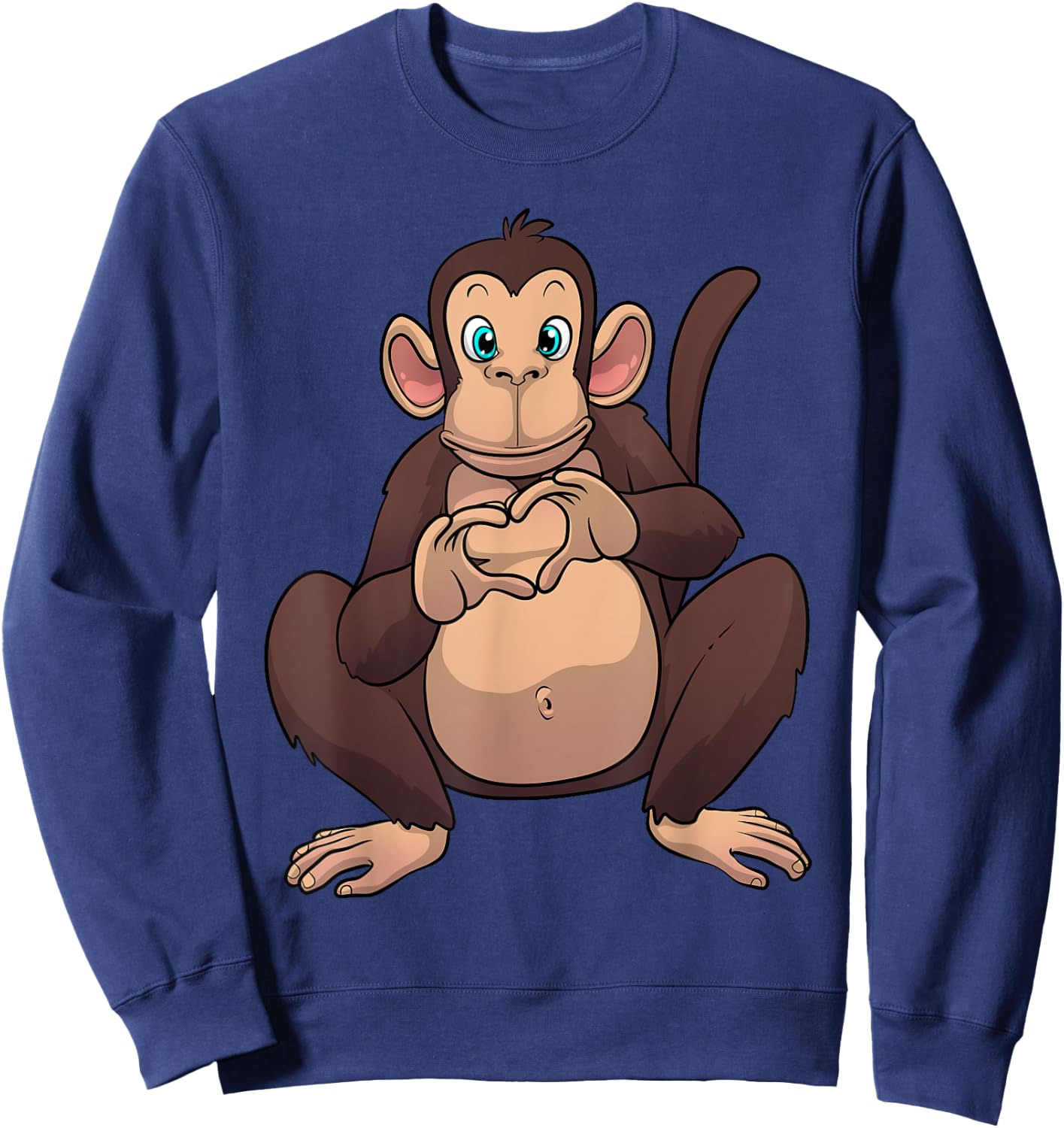 Monkey Art Women Gorilla Animal Valentines Monkey Sweatshirt - Sweatshirt | Navy
