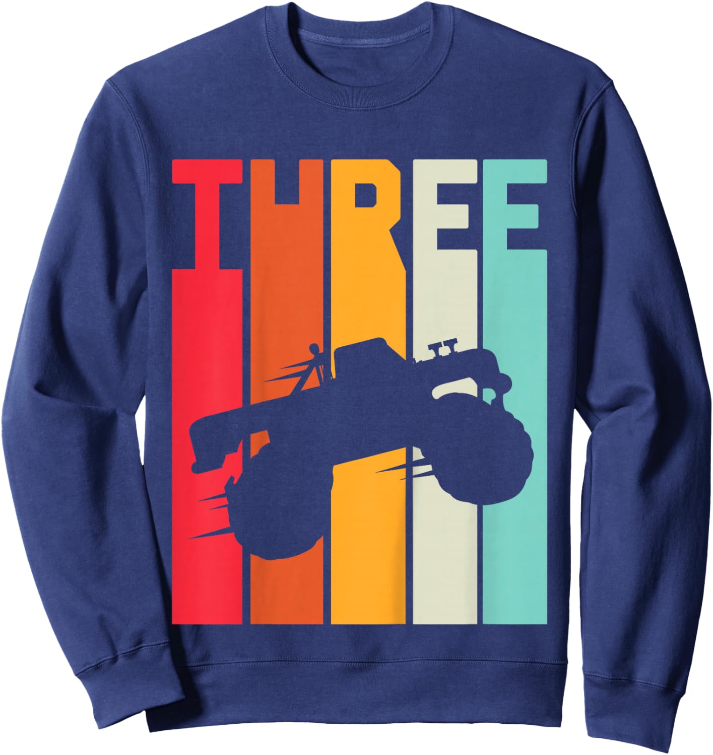 3rd Birthday Retro Monster Truck 3 Years Boys Girl Kids Sweatshirt - Sweatshirt | Navy