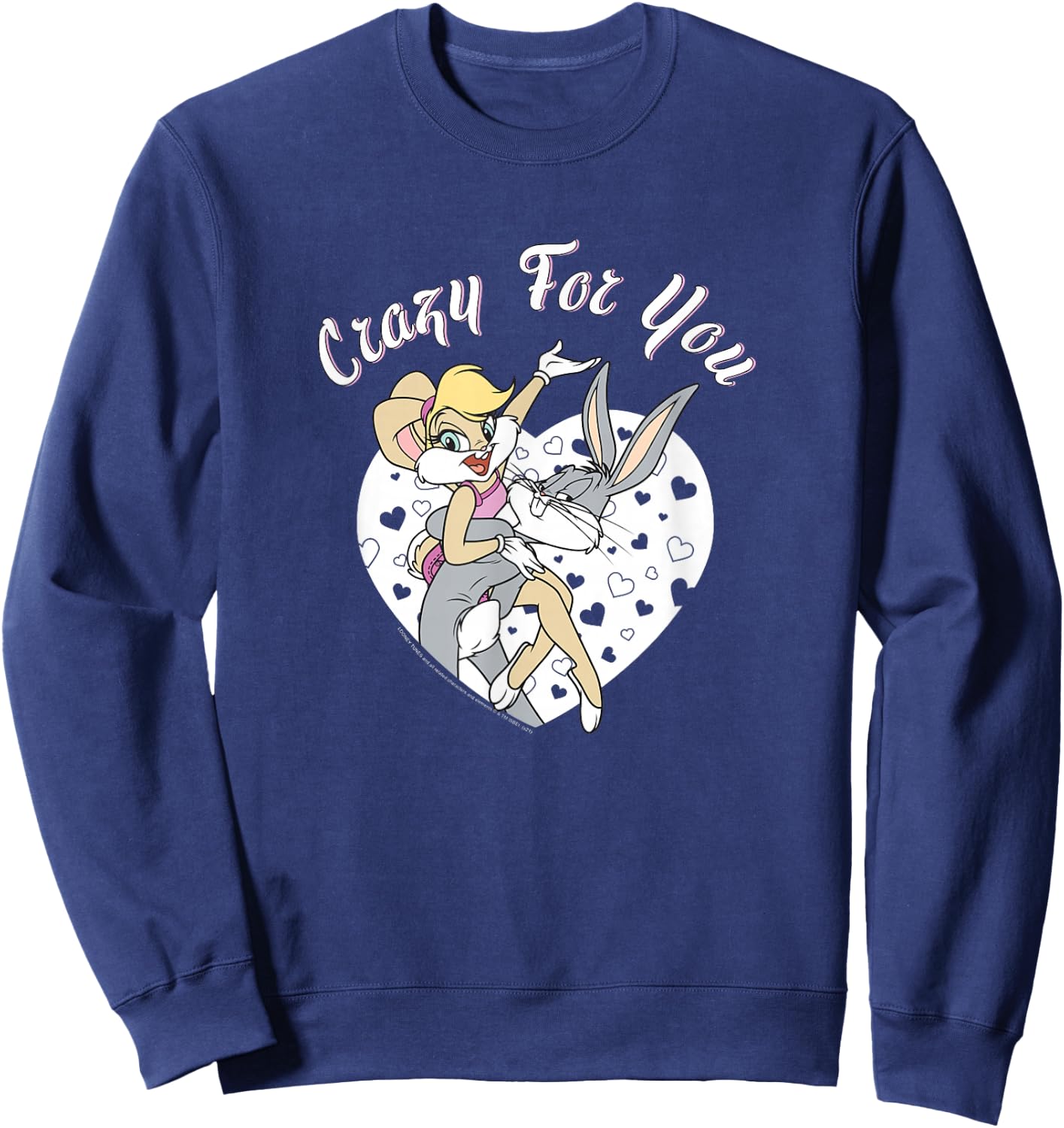 Looney Tunes Bugs And Lola Crazy For You Heart Portrait Sweatshirt - Sweatshirt | Navy