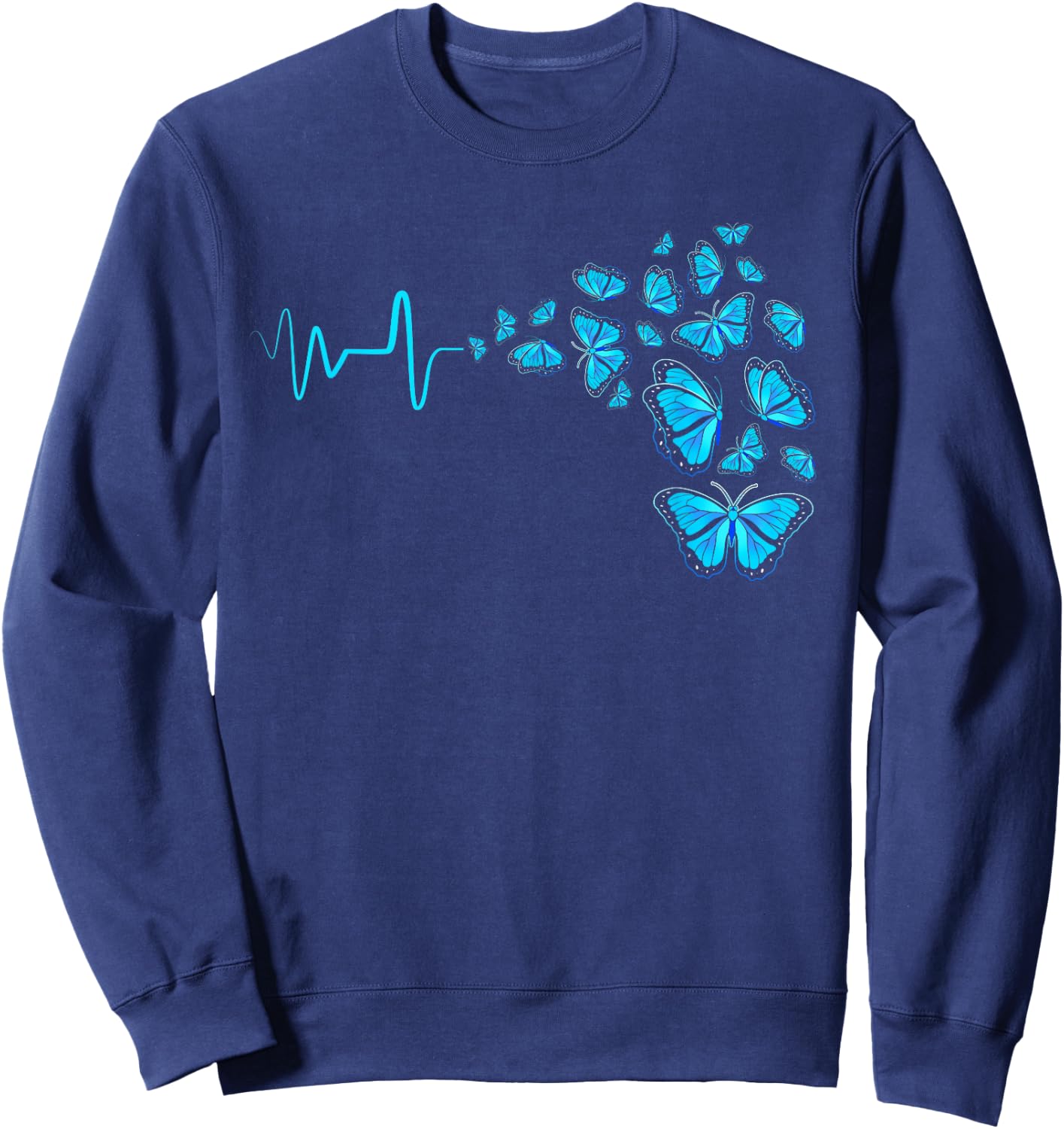 Heartbeat Blue Morpho Butterfly Sweatshirt - Sweatshirt | Navy