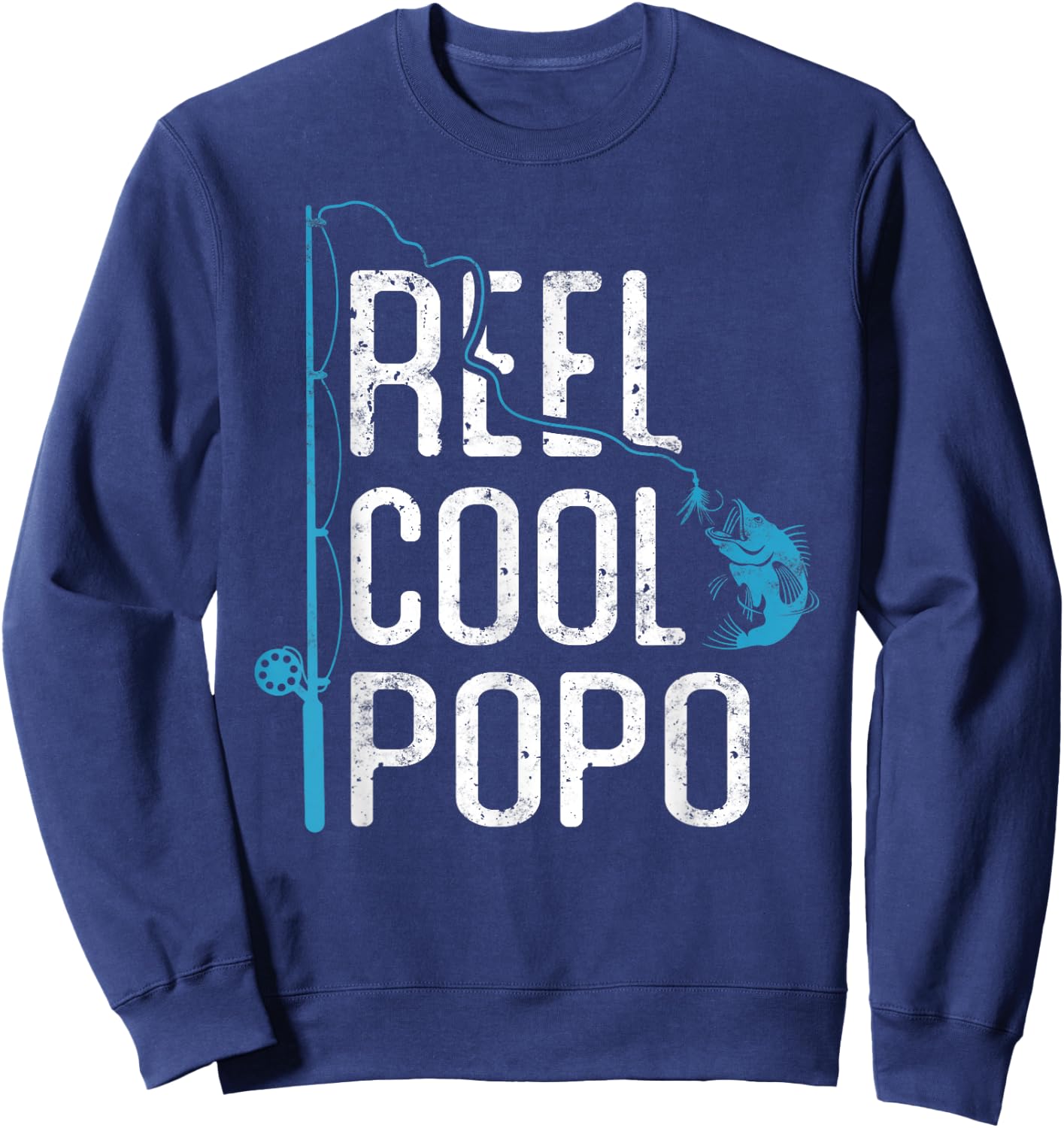 Reel cool Popo Fishing Father’s Day Gift Fisherman Popo Sweatshirt - Sweatshirt | Navy