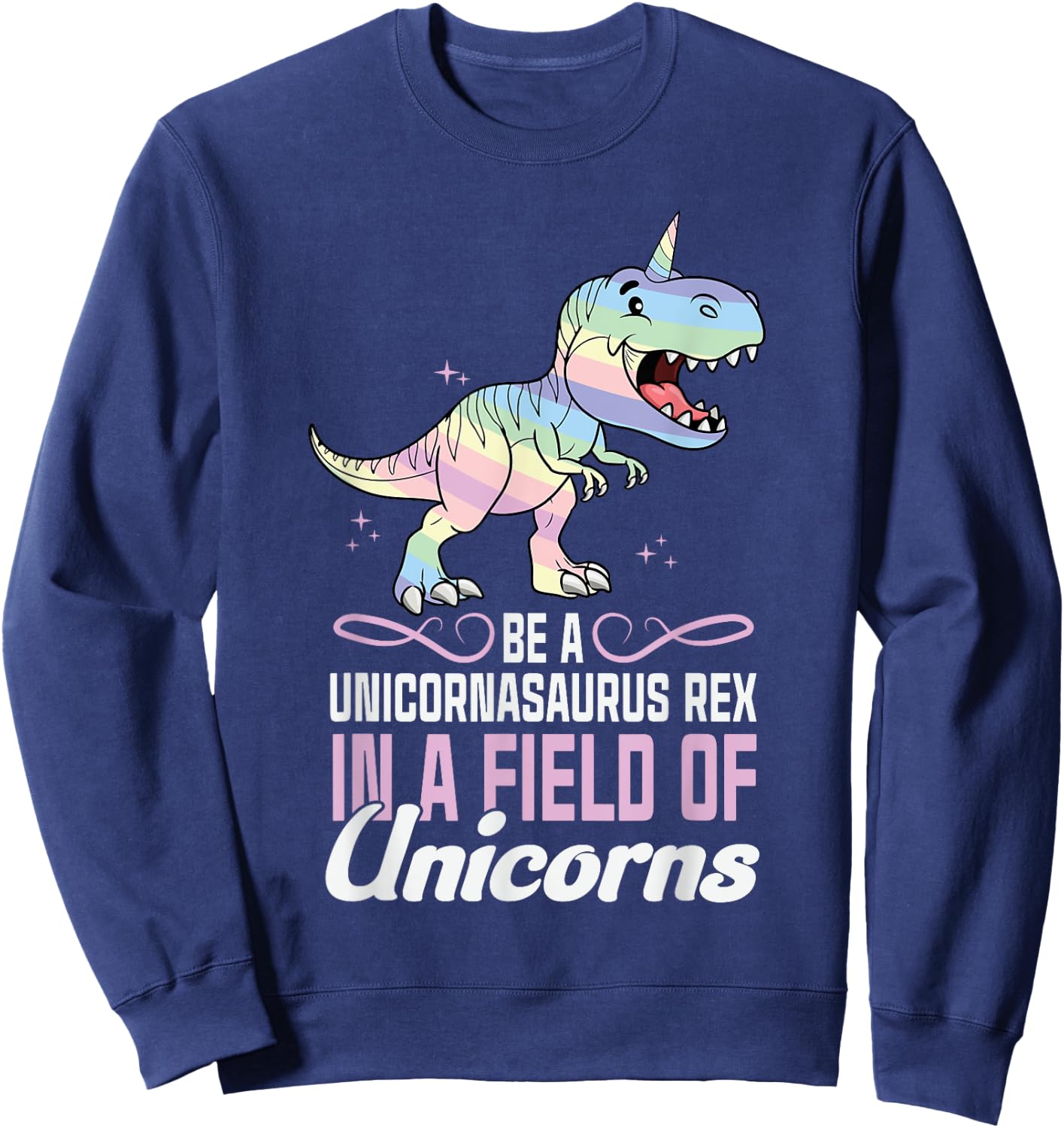 Cute Dinocorn Dinosaur Girls Unicorn Sweatshirt - Sweatshirt | Navy