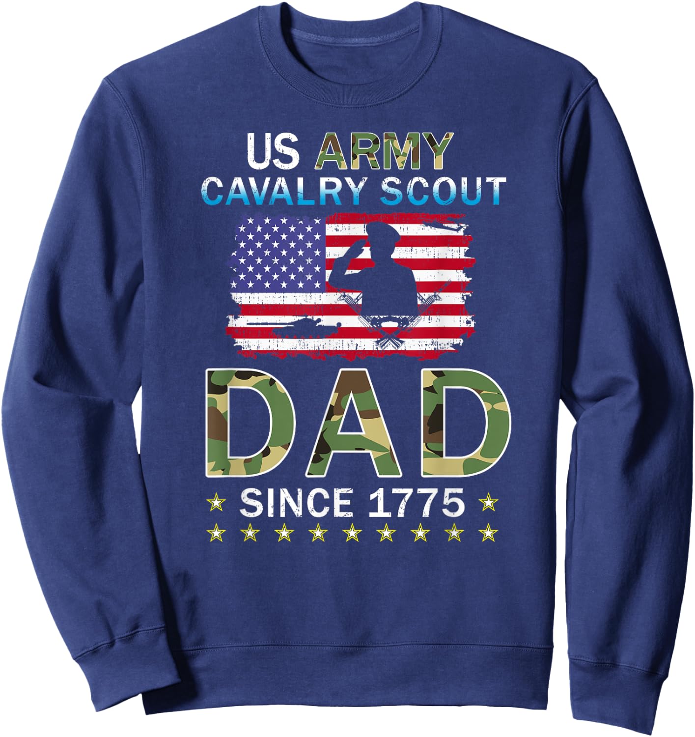 Proud Army Dad-Proud Cavalry Scout Dad Camouflage Army Sweatshirt - Sweatshirt | Navy