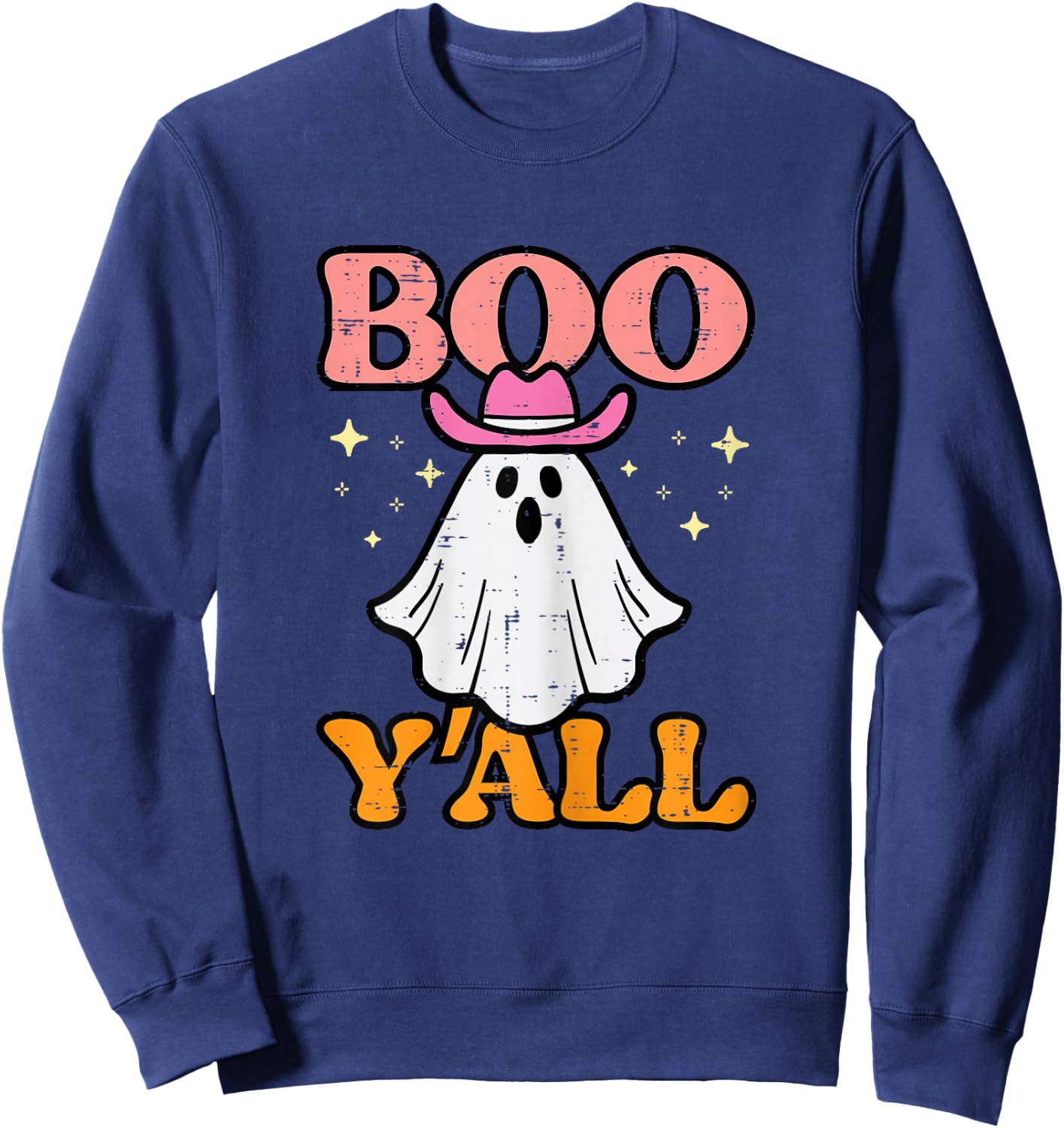 Halloween Boo Yall Ghost Cowgirl Costume Girls Kids Women Sweatshirt - Sweatshirt | Navy