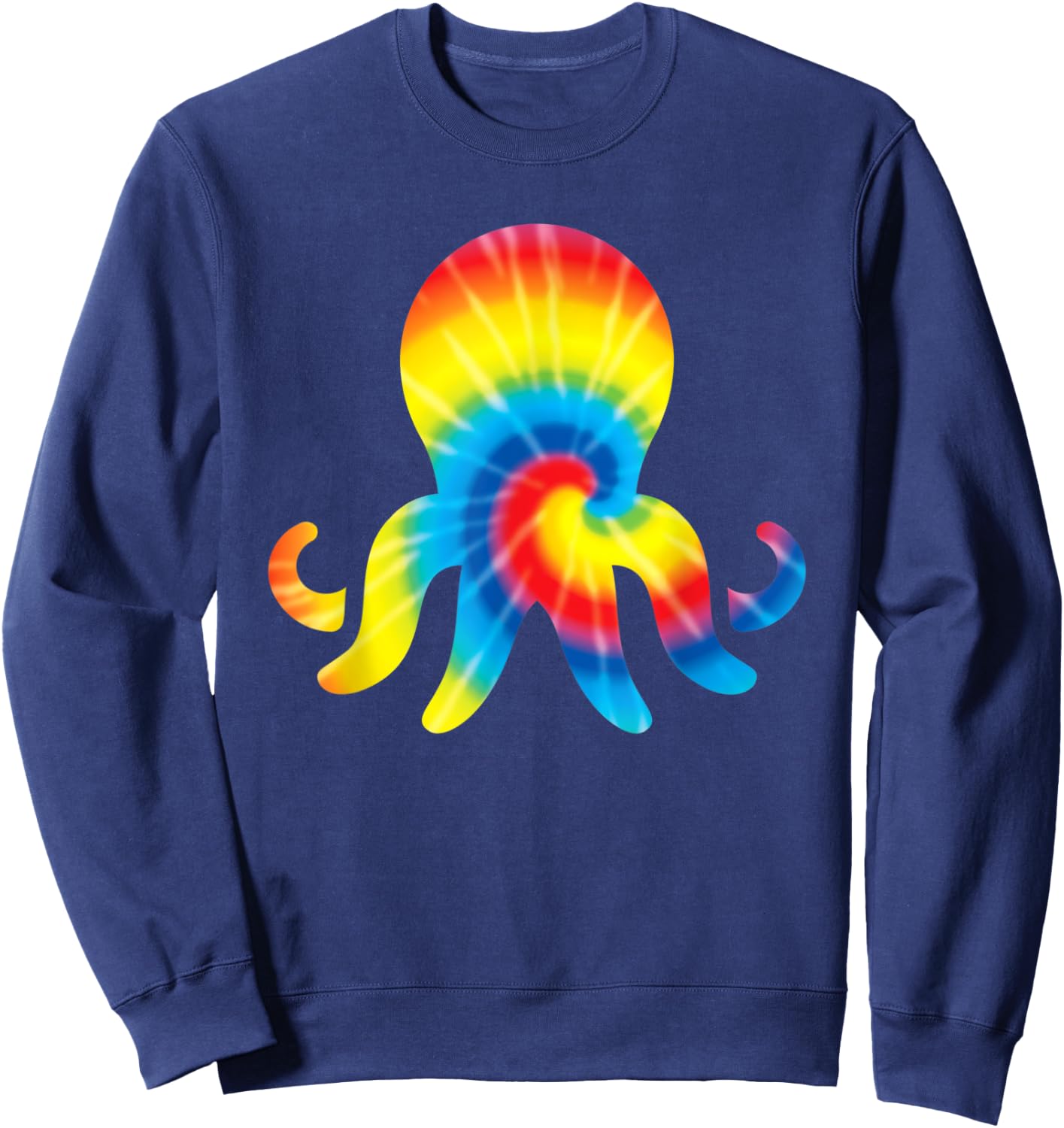 Tie Dye Octopus Rainbow Print Mollusc Hippie Peace Gift Sweatshirt - Sweatshirt | Navy