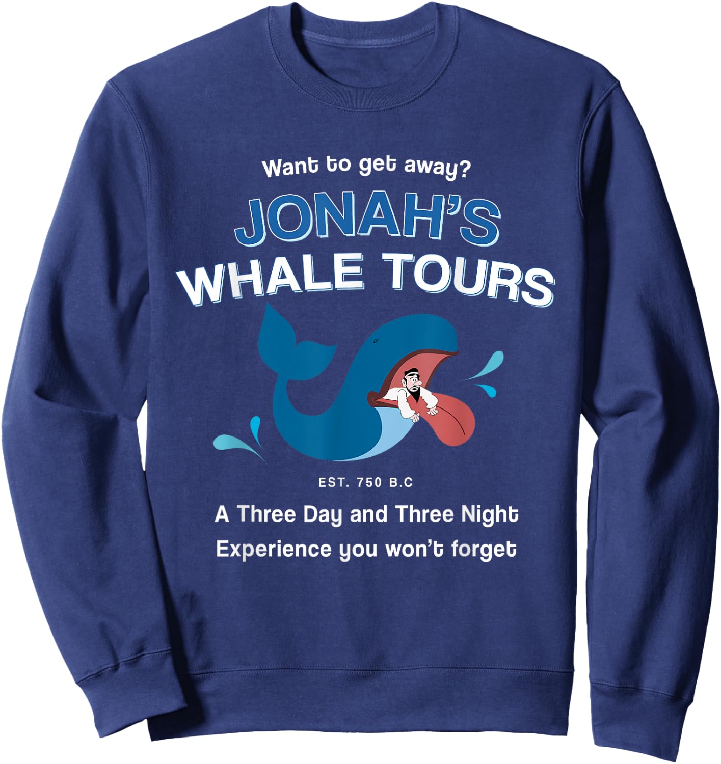 Funny Christian Gifts religious Bible verses Jonah's Whale Sweatshirt - Sweatshirt | Navy