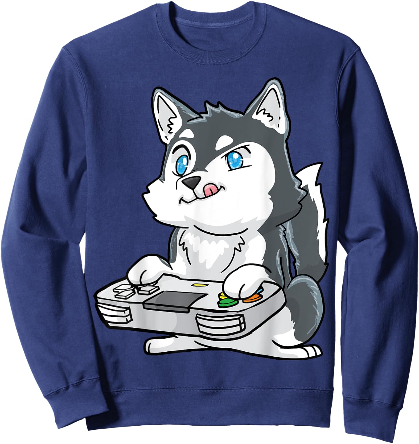 Siberian Husky Gaming Kawaii Gift Gamers and Dog Lovers Sweatshirt - Sweatshirt | Navy