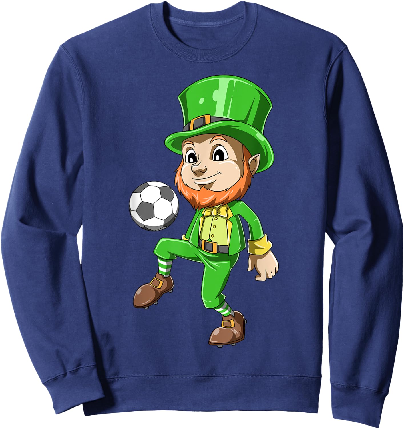 St Patrick's Day Soccer Irish Leprechaun Lucky Soccer Player Sweatshirt - Sweatshirt | Navy