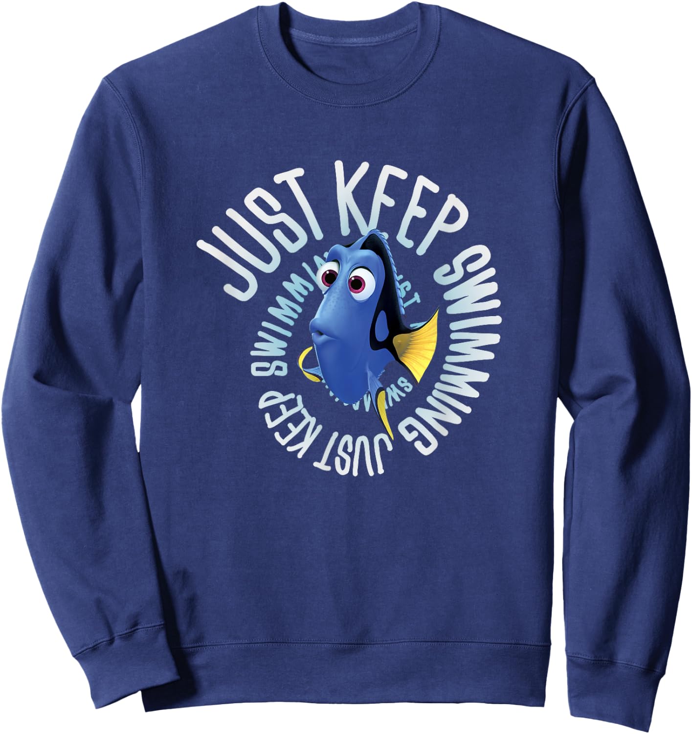 Disney Pixar Finding Dory Just Keep Swimming Big Chest Logo Sweatshirt - Sweatshirt | Navy