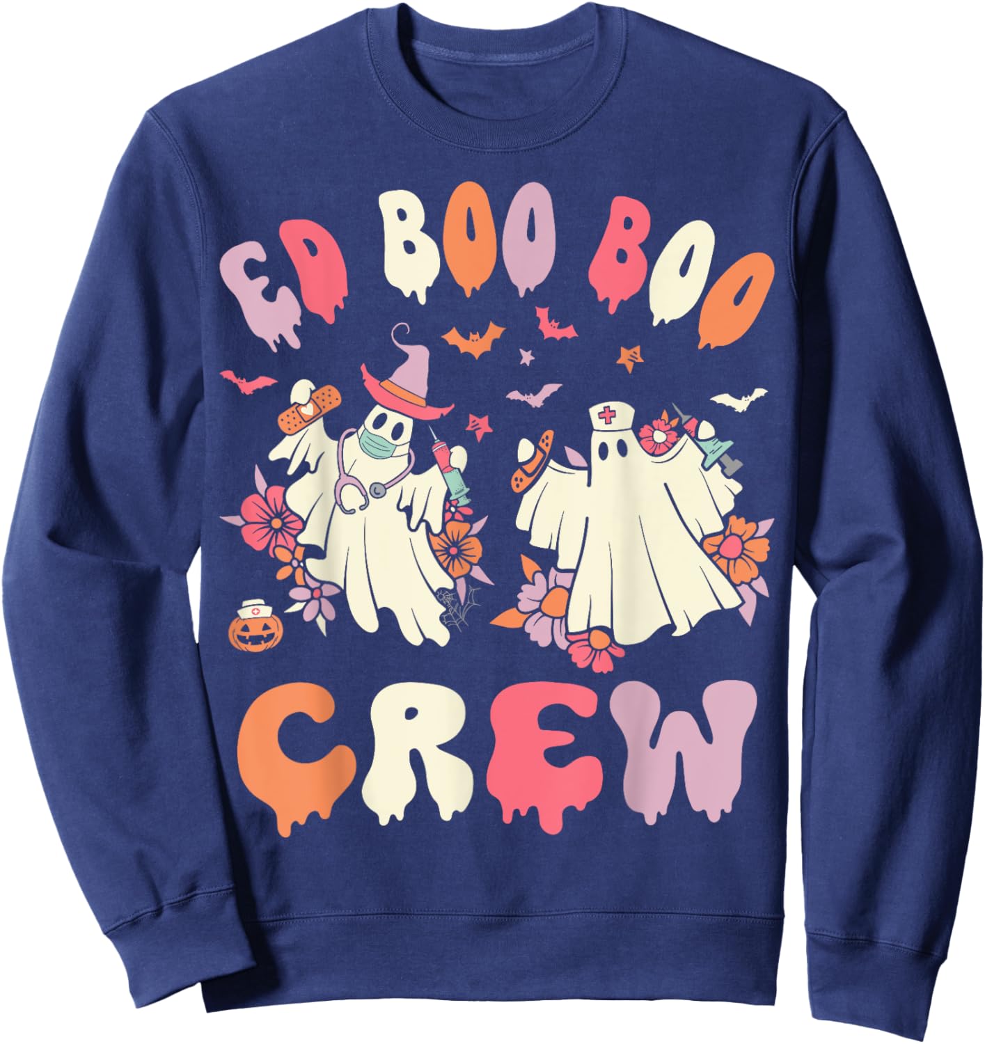 Cute Emergency Department Funny ER Nurse Halloween Sweatshirt - Sweatshirt | Navy