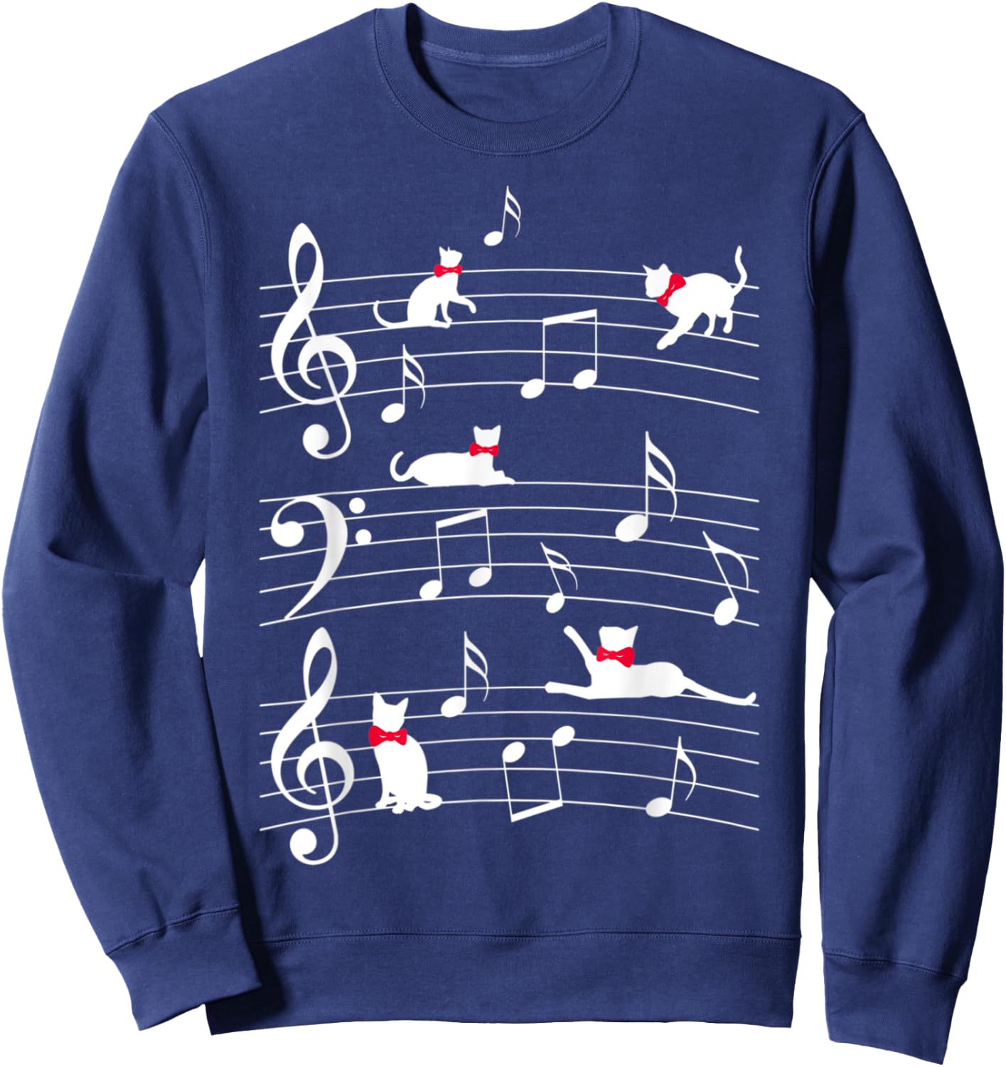 Cute catts play with music notes catt Sweatshirt - Sweatshirt | Navy