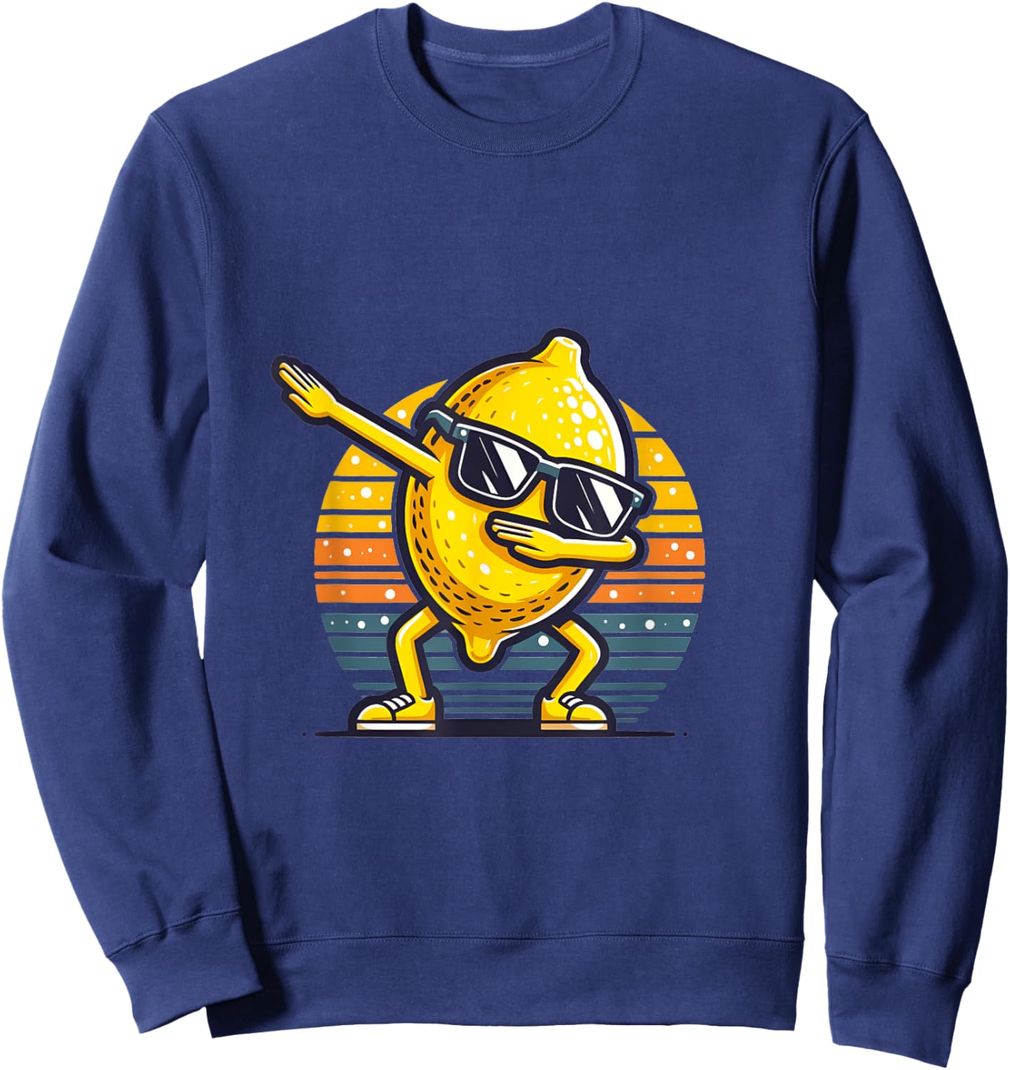 Funny Dab Lemon Dancing Dabbing Retro Fruit Sweatshirt - Sweatshirt | Navy