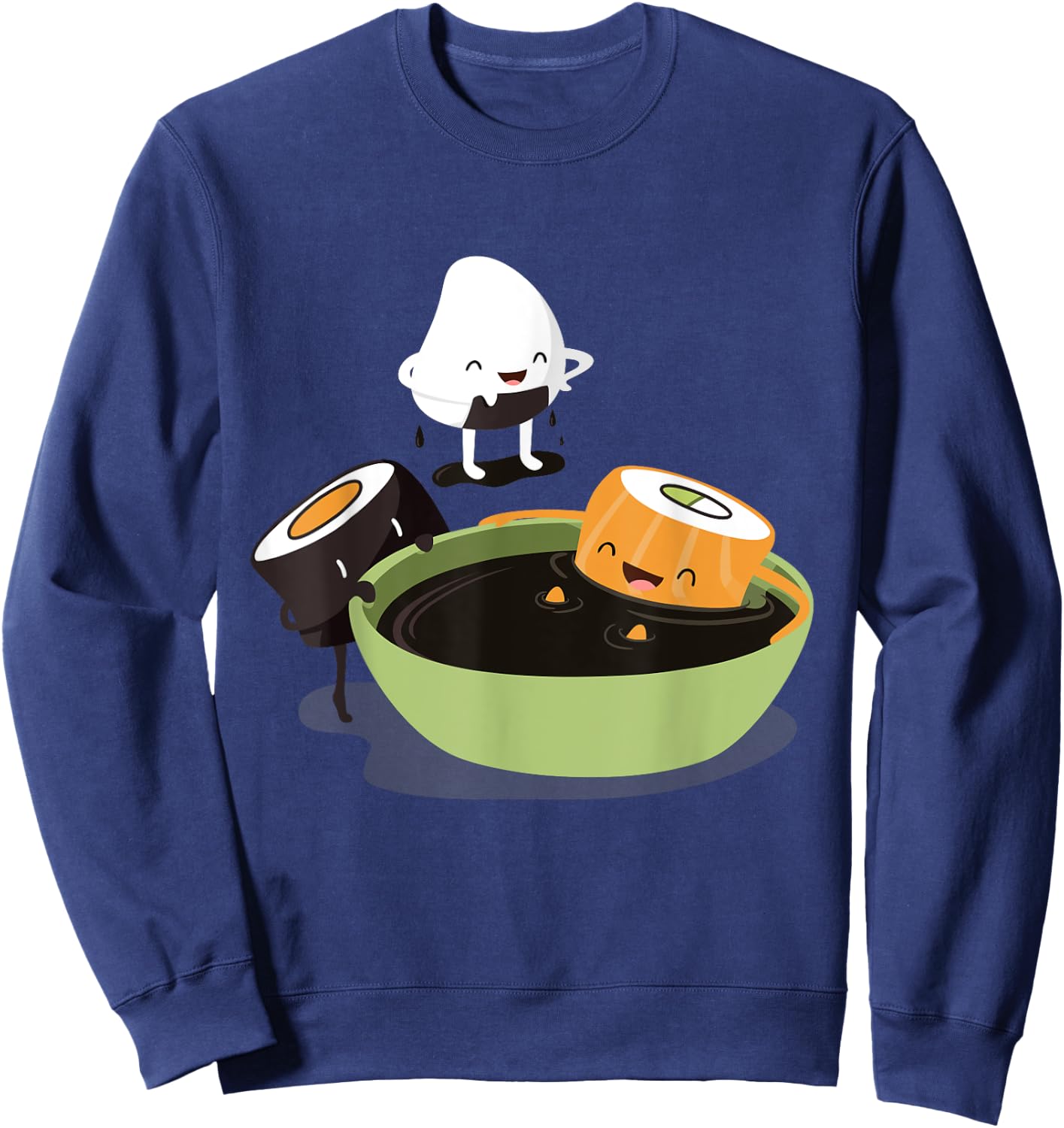 Japanese Food Funny Cute Kawaii Funny Cute Sushi Bath Sweatshirt - Sweatshirt | Navy