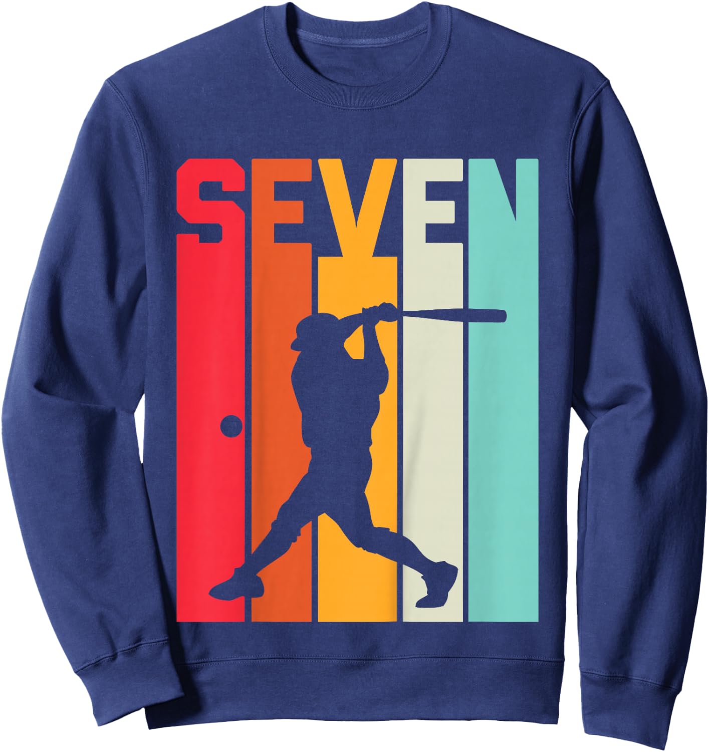 7th Birthday Retro Baseball 7 Years Old Boy Girl Sweatshirt - Sweatshirt | Navy