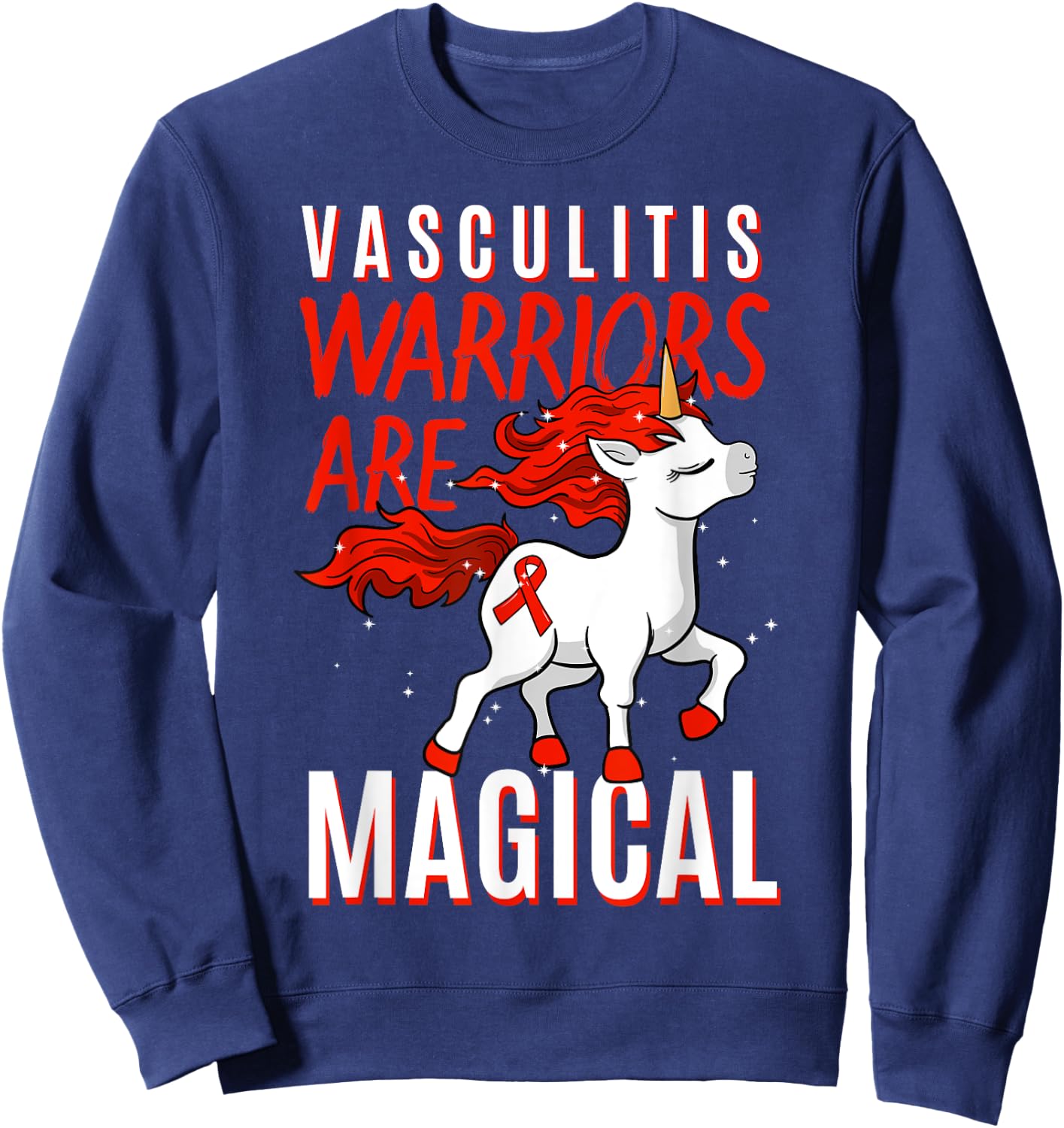Vasculitis Awareness Lymphangitis VasculitidesUnicorn Gift Sweatshirt - Sweatshirt | Navy