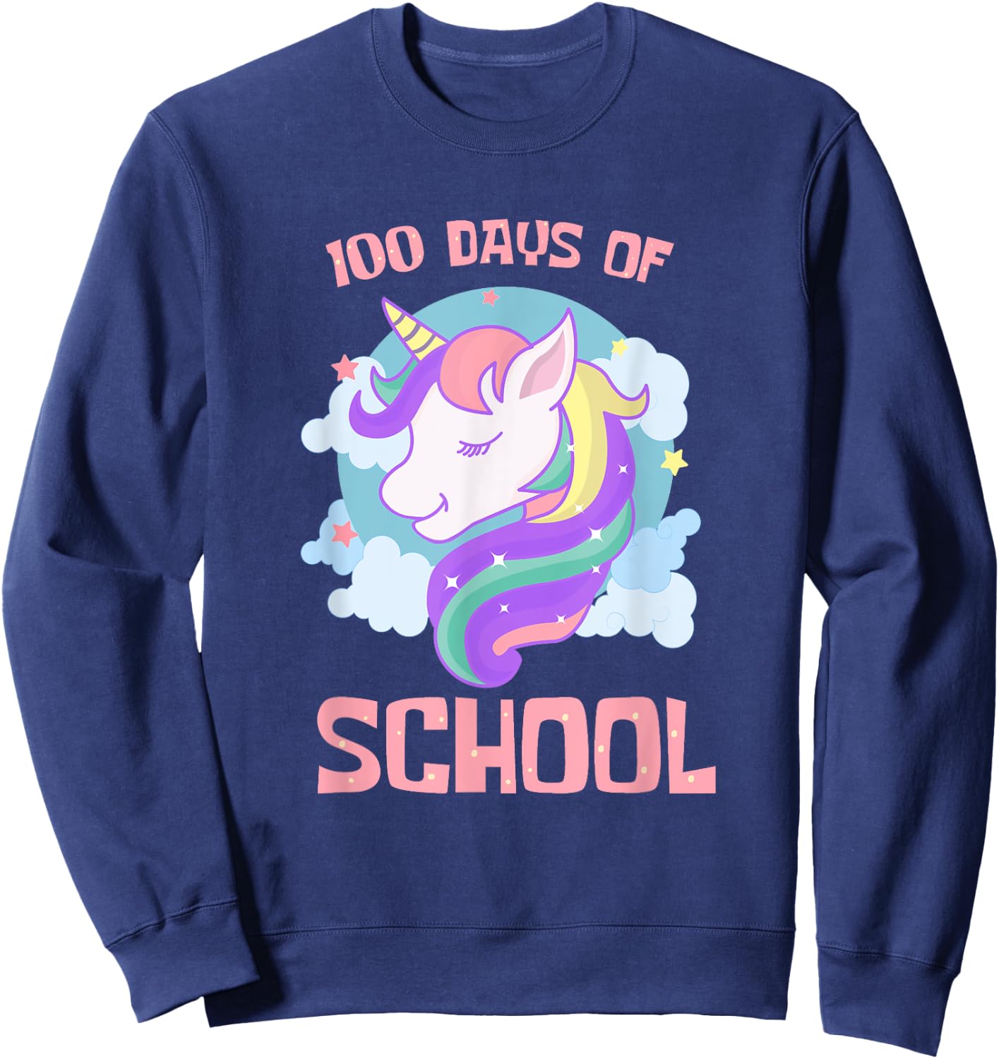Unicorn 100 Days of School Magical 100th Day Girl Student Sweatshirt - Sweatshirt | Navy
