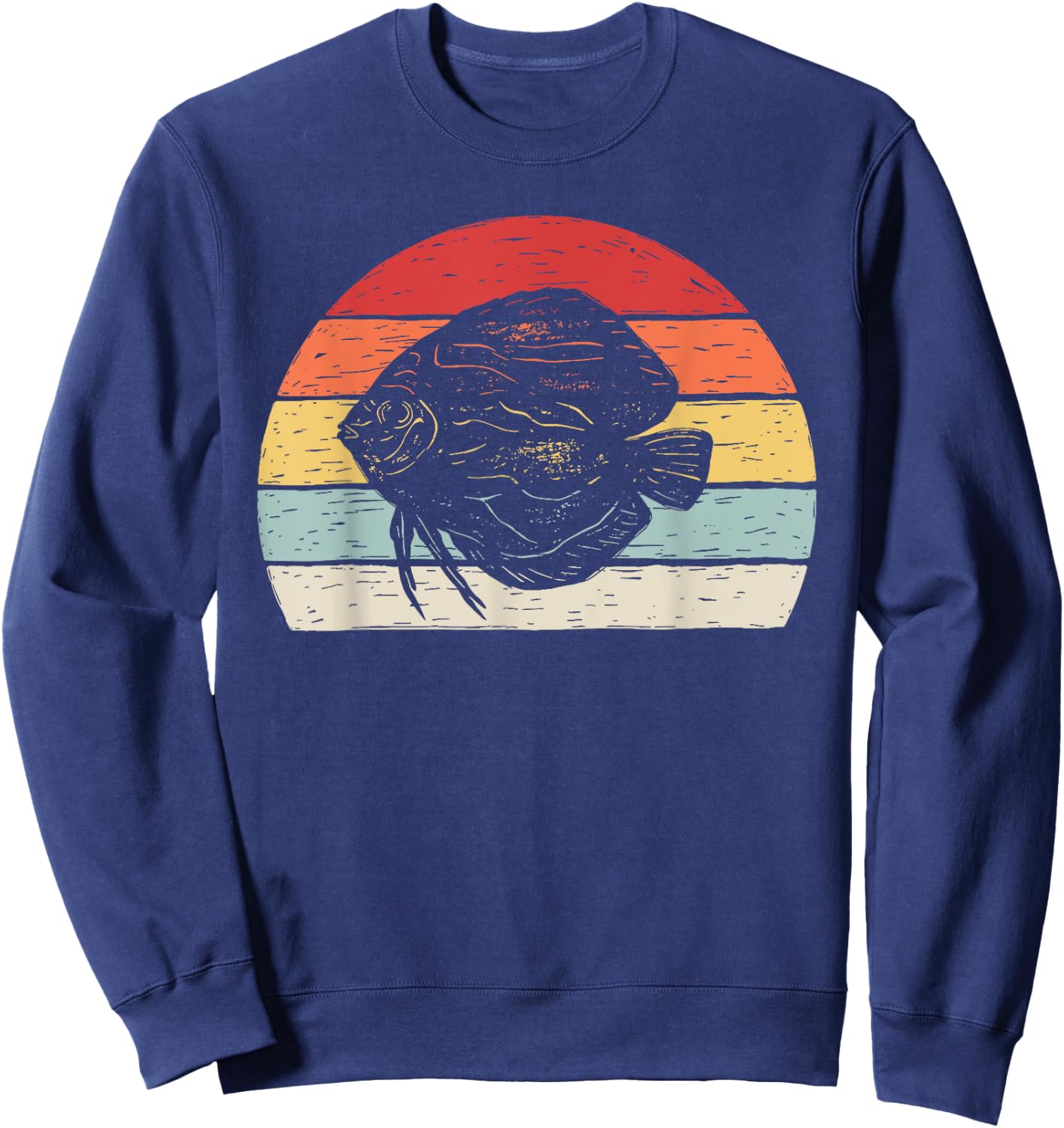 Catch Some Rays Vintage Retro Discus Fish Graphic - Black, Small Sweatshirt - Sweatshirt | Navy