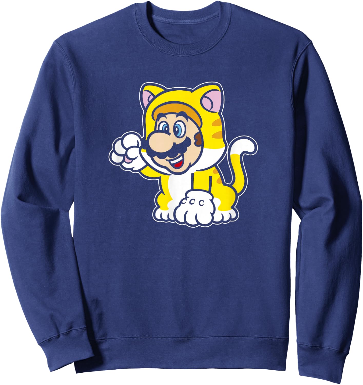 Super Mario 3D World Bowser's Fury Cat Mario Vintage Logo Sweatshirt - Sweatshirt | Navy