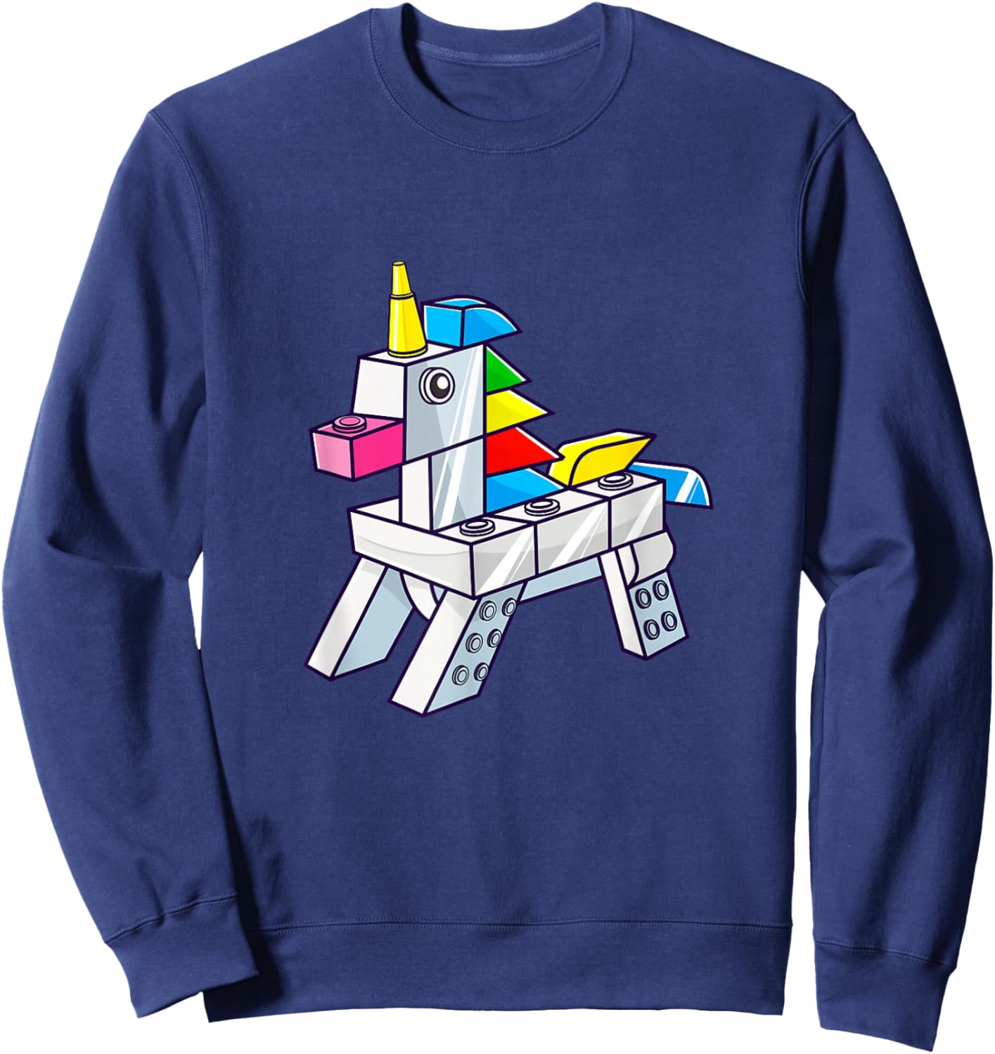 Unicorn Rainbow Master Builder Building Blocks Girls Kids Sweatshirt - Sweatshirt | Navy