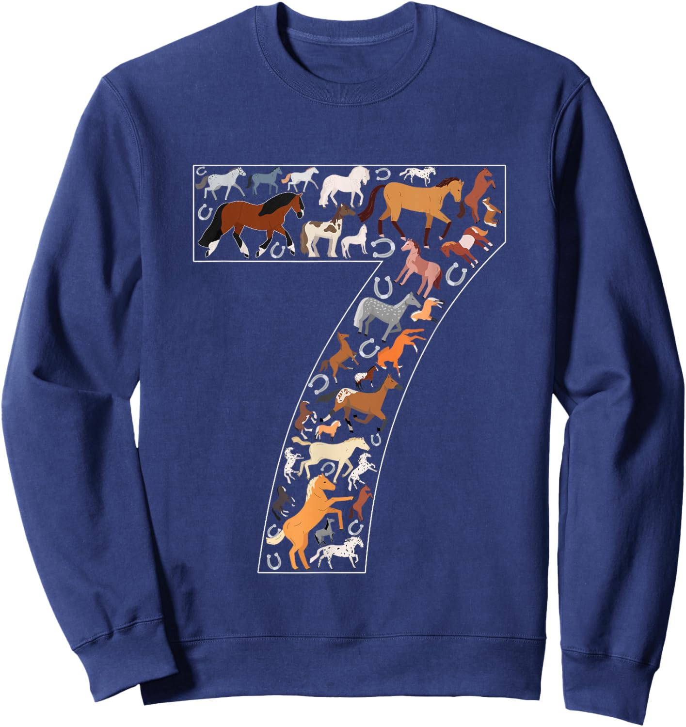 7th Birthday Horse Lover Theme 7 Year Old Party Sweatshirt - Sweatshirt | Navy