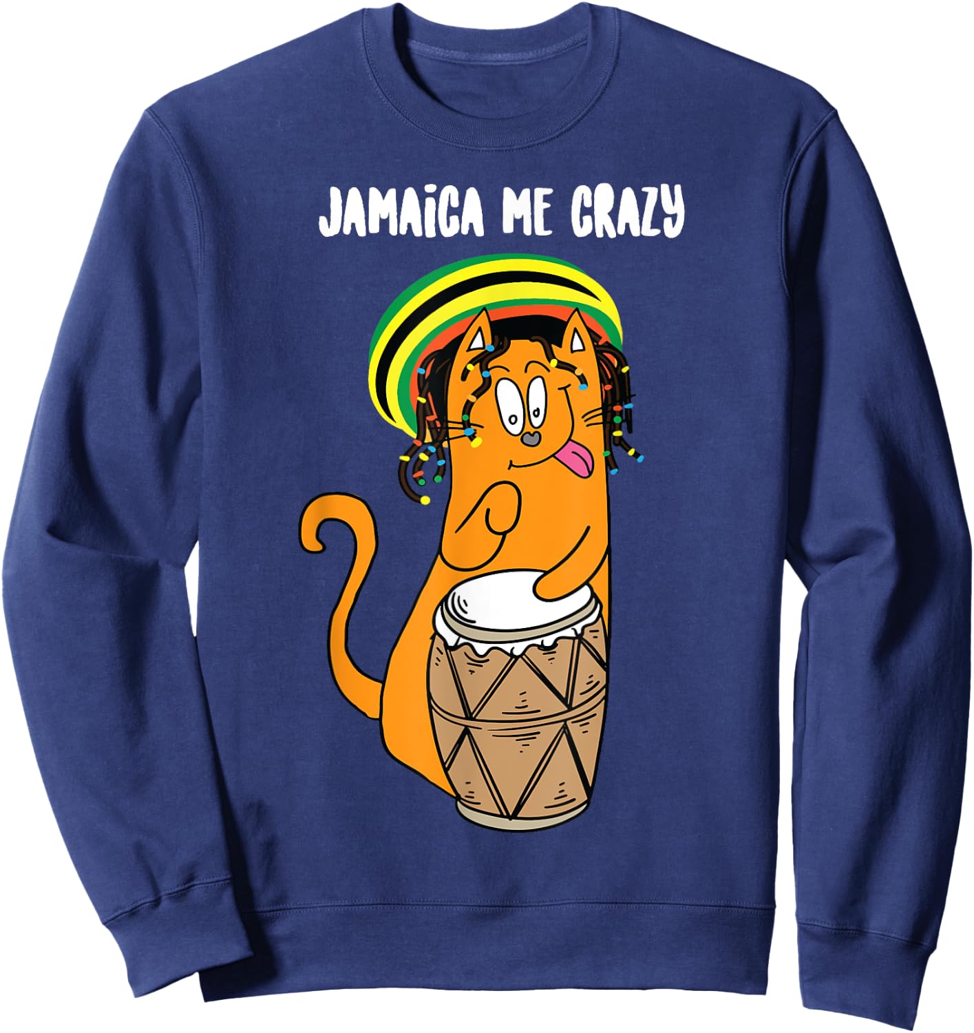 Funny Jamaica Me Crazy | Cute Jamaican Reggae Cat Gift Lover Women Girls Kids Sweatshirt - Sweatshirt | Navy