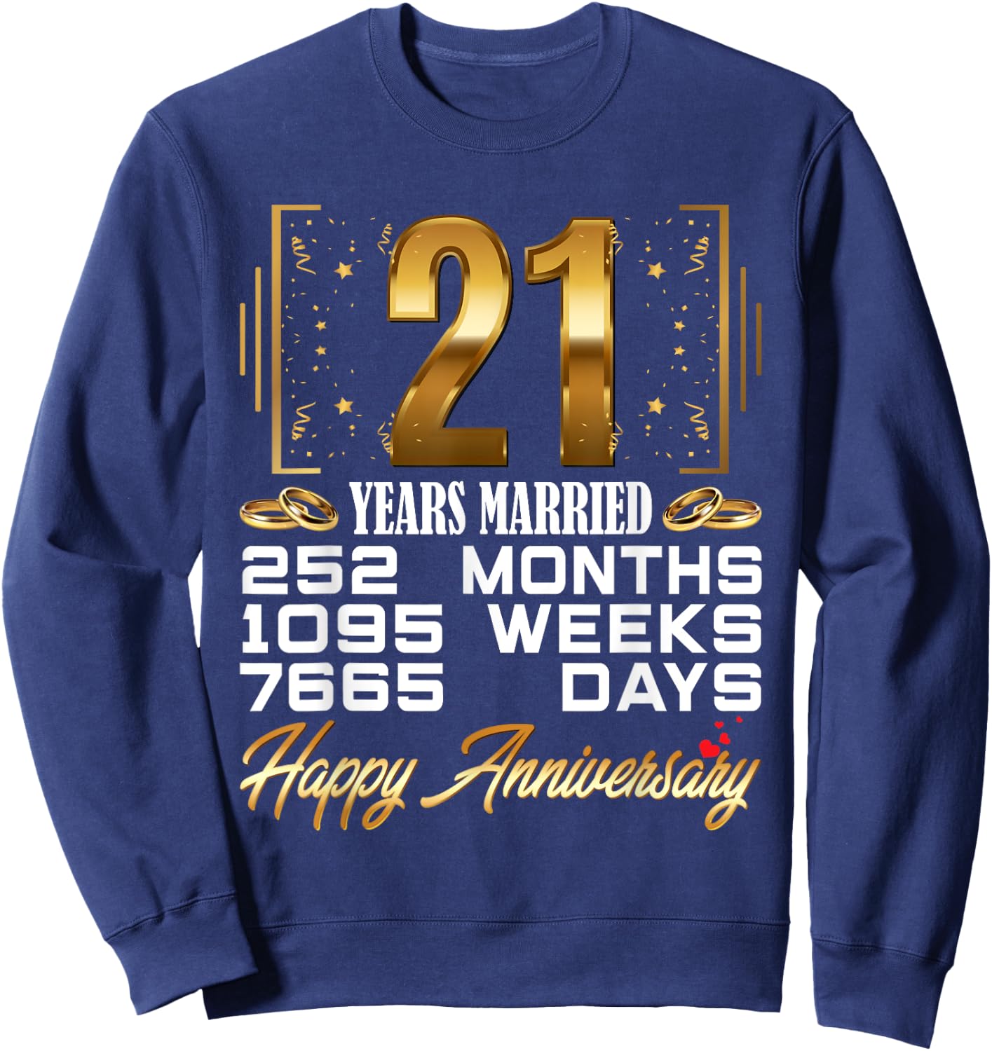 21 Years Married - Funny 21st Wedding Anniversary Sweatshirt - Sweatshirt | Navy