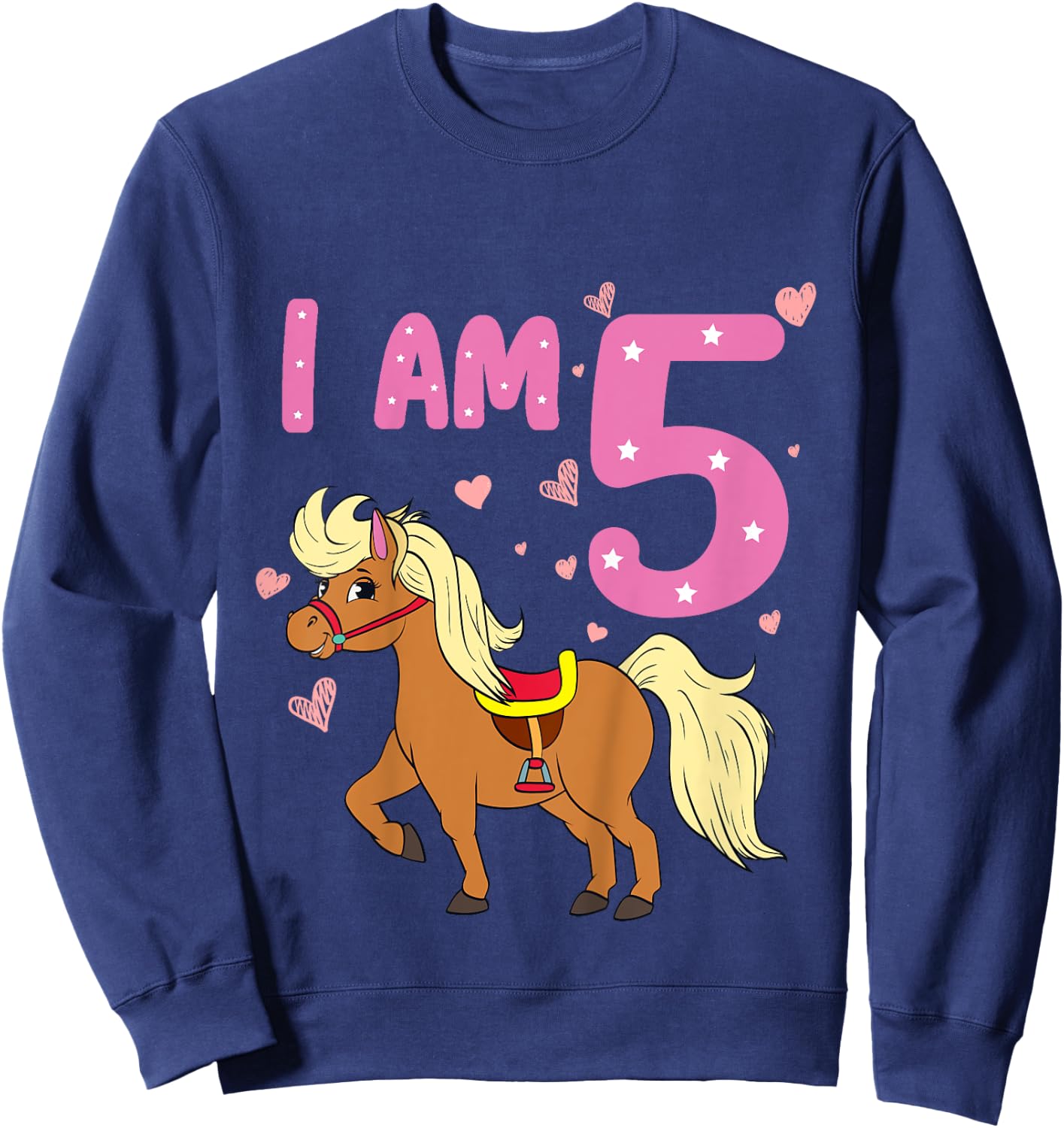 Pony Girl 5th Birthday Horse 5 Years Old Girls Pony Birthday Sweatshirt - Sweatshirt | Navy