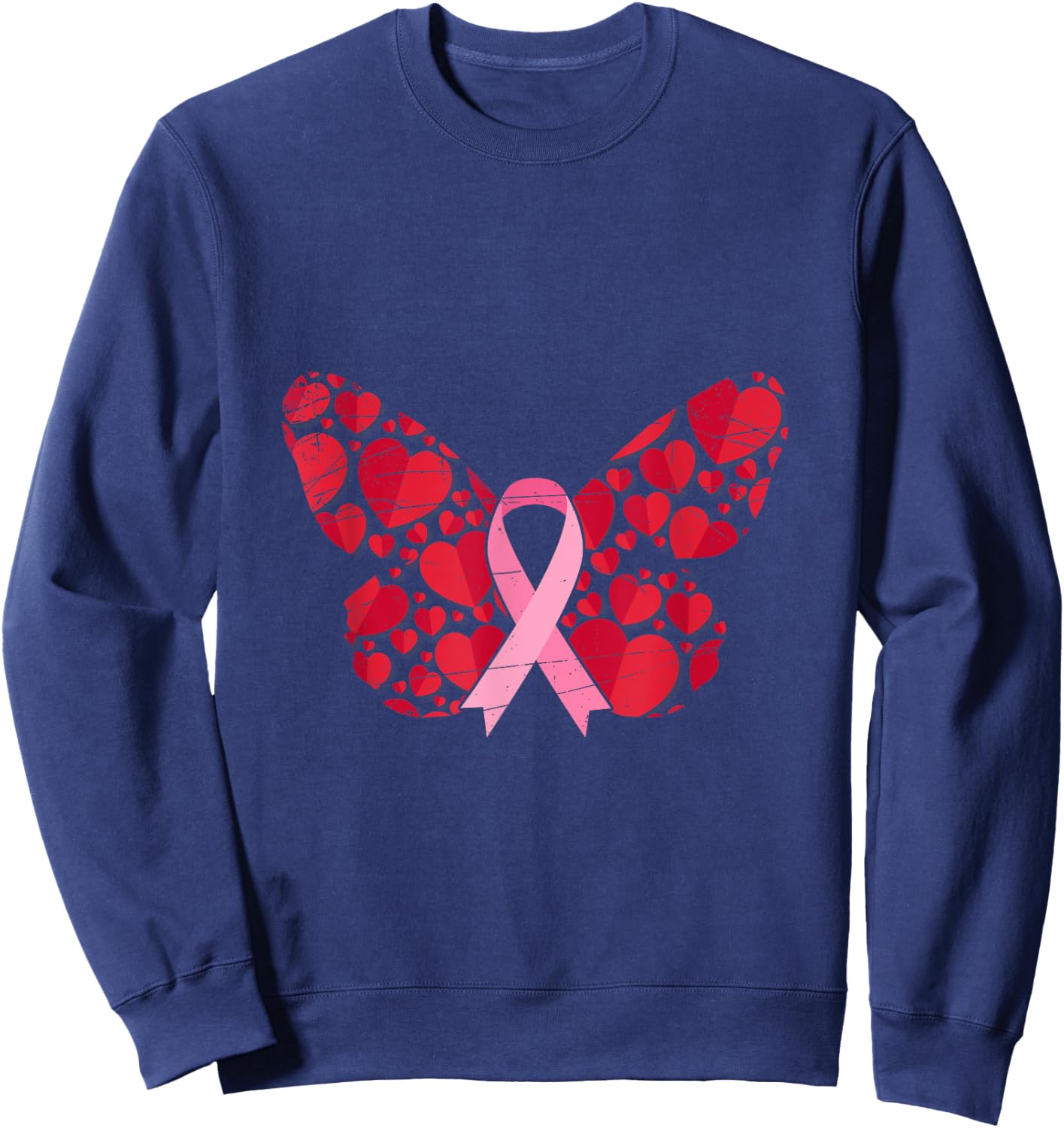 Cancer Survivor Butterfly Women Gift Breast Cancer Awareness Sweatshirt - Sweatshirt | Navy